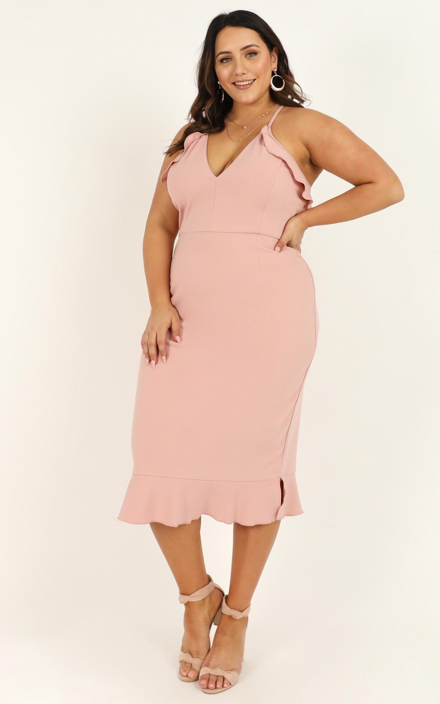 Rose And Petal Dress In Blush