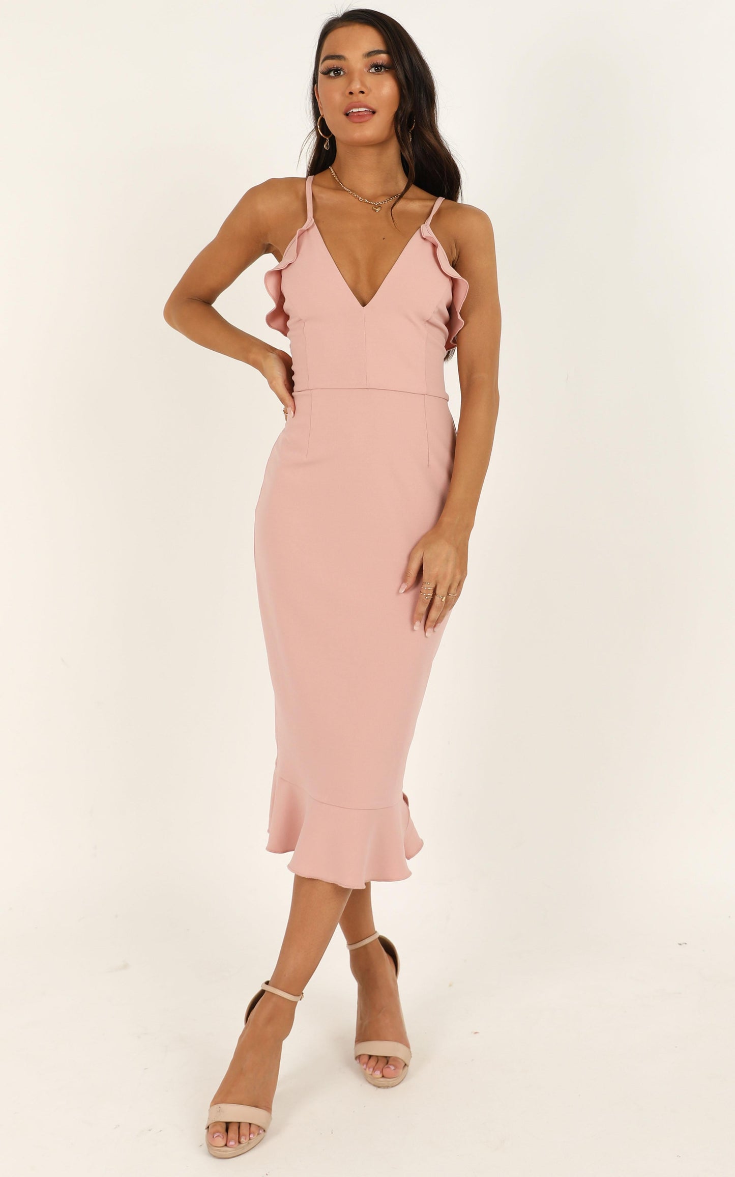 Rose And Petal Dress In Blush