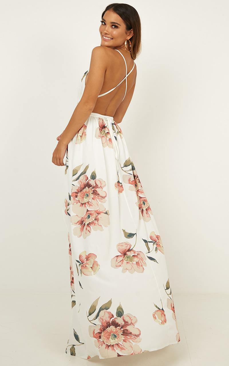 Shine Through Maxi Dress In White Floral