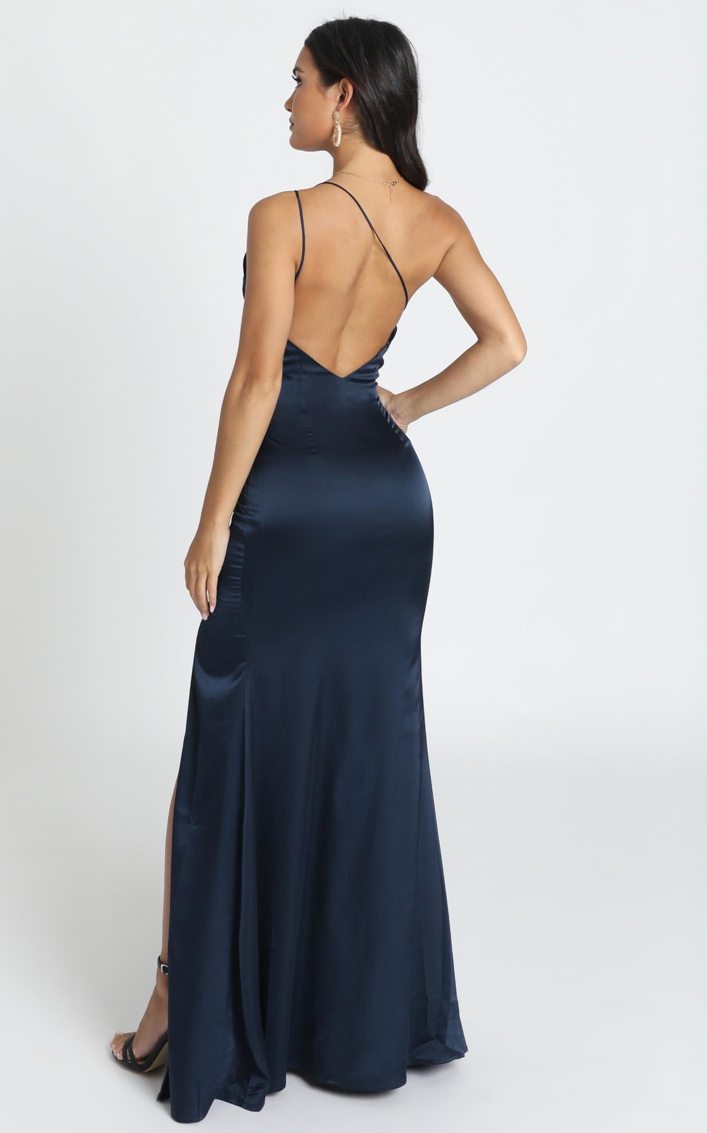 Since I Saw You Maxi Dress In Navy Satin