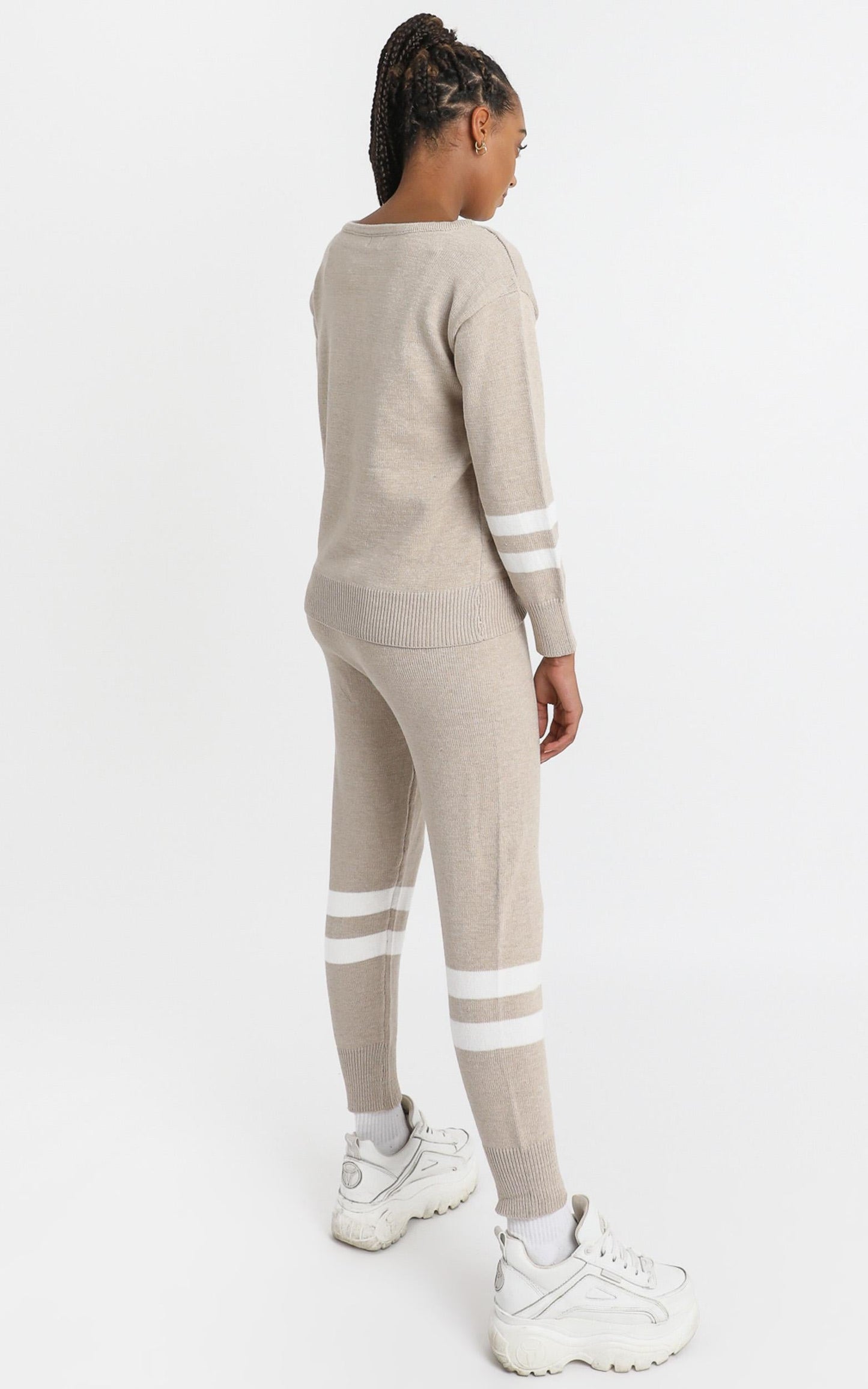 Roisin Knit Two Piece Set in Beige