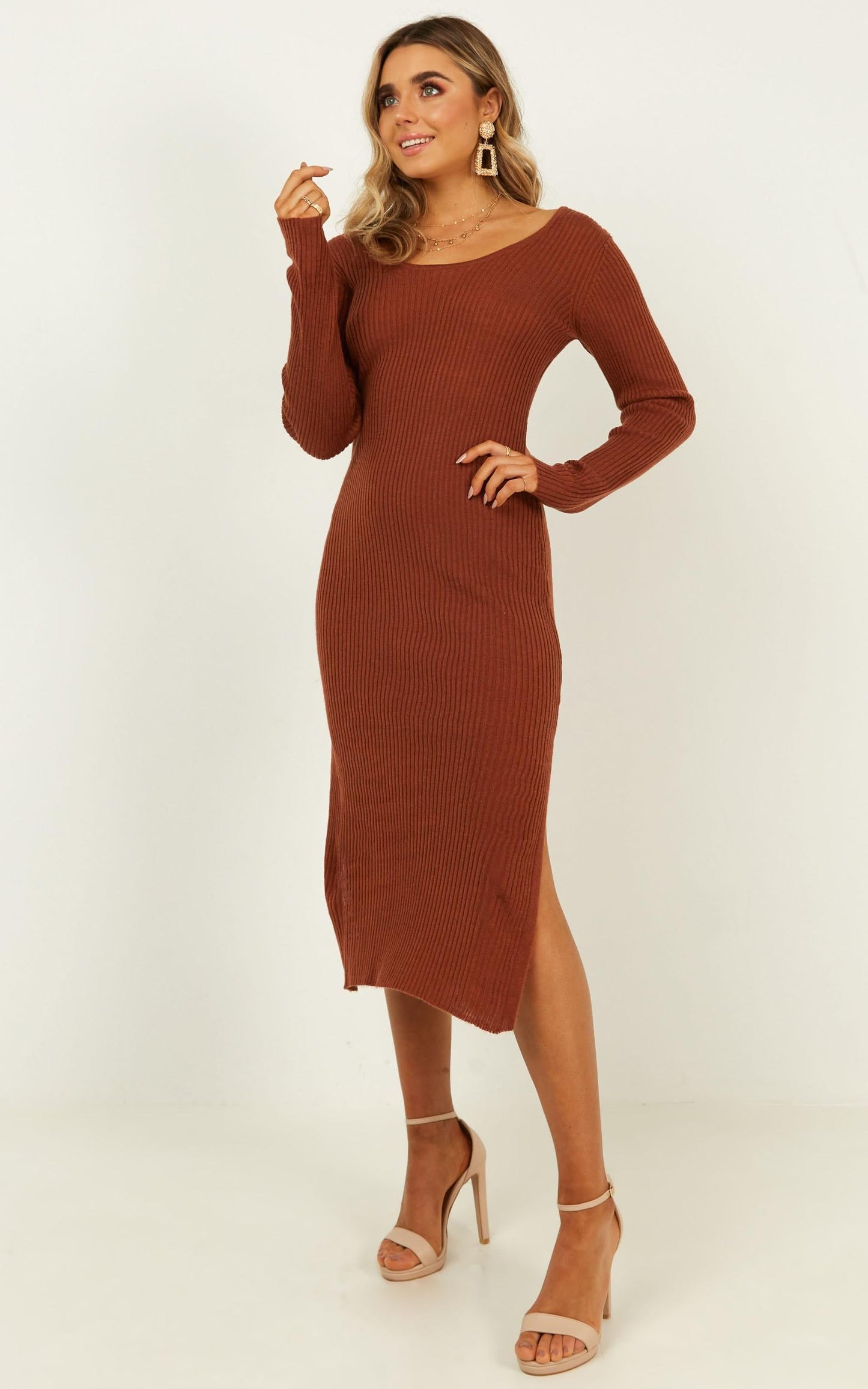 Sneaking Out Dress In Rust