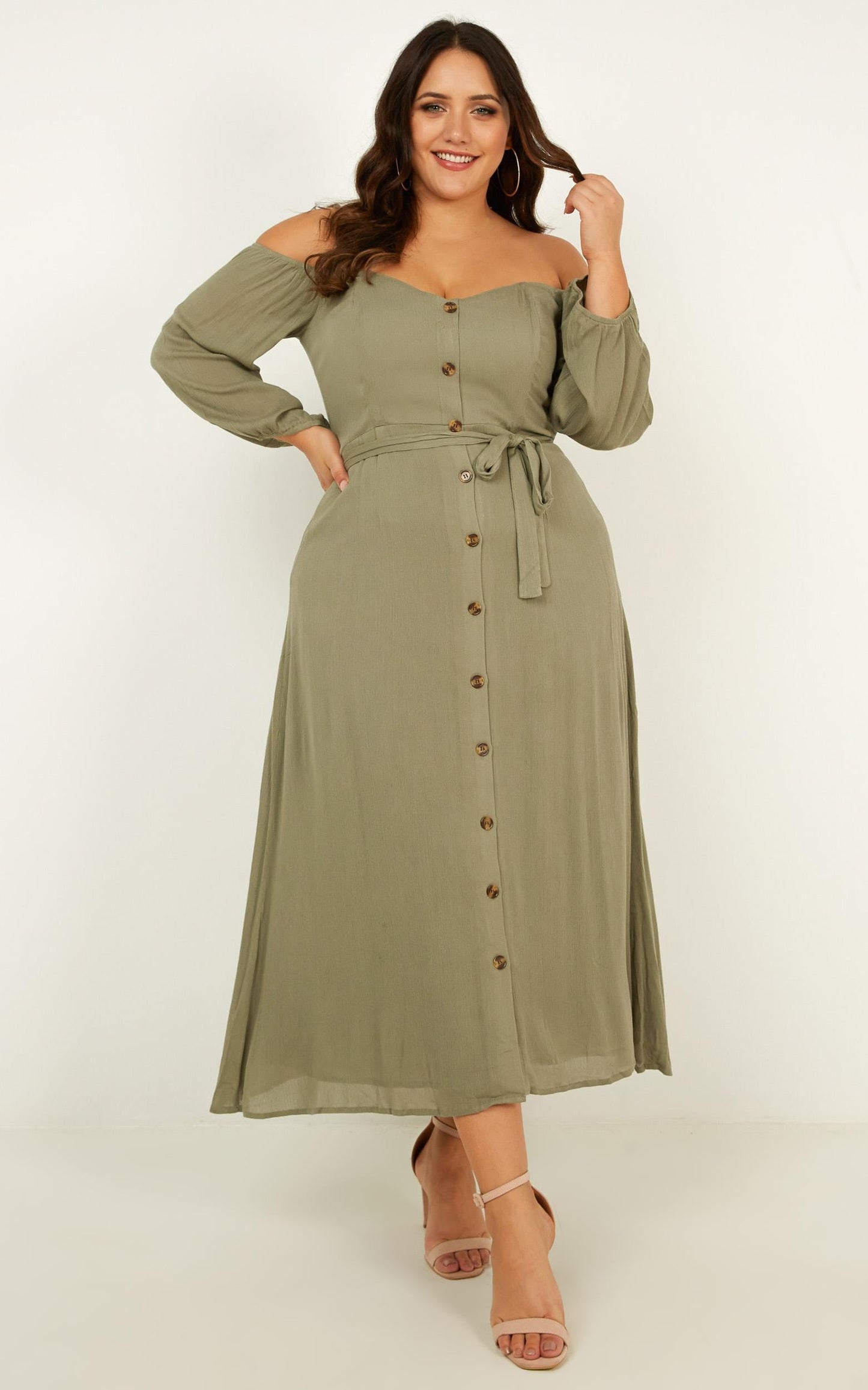 Sorrento Dreaming Dress in Khaki Linen Look