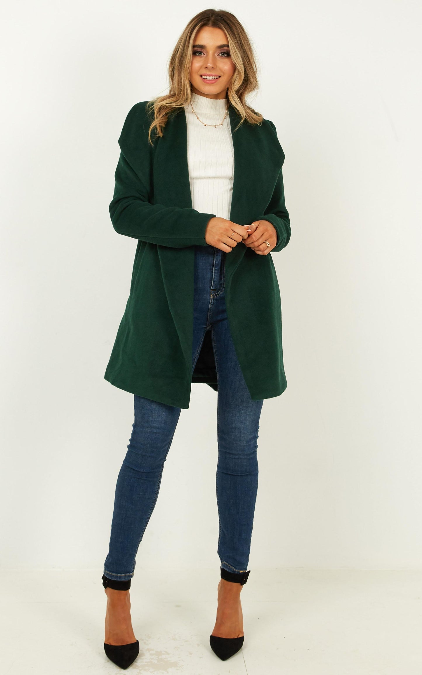 Speaking Softly Coat in Forest Green