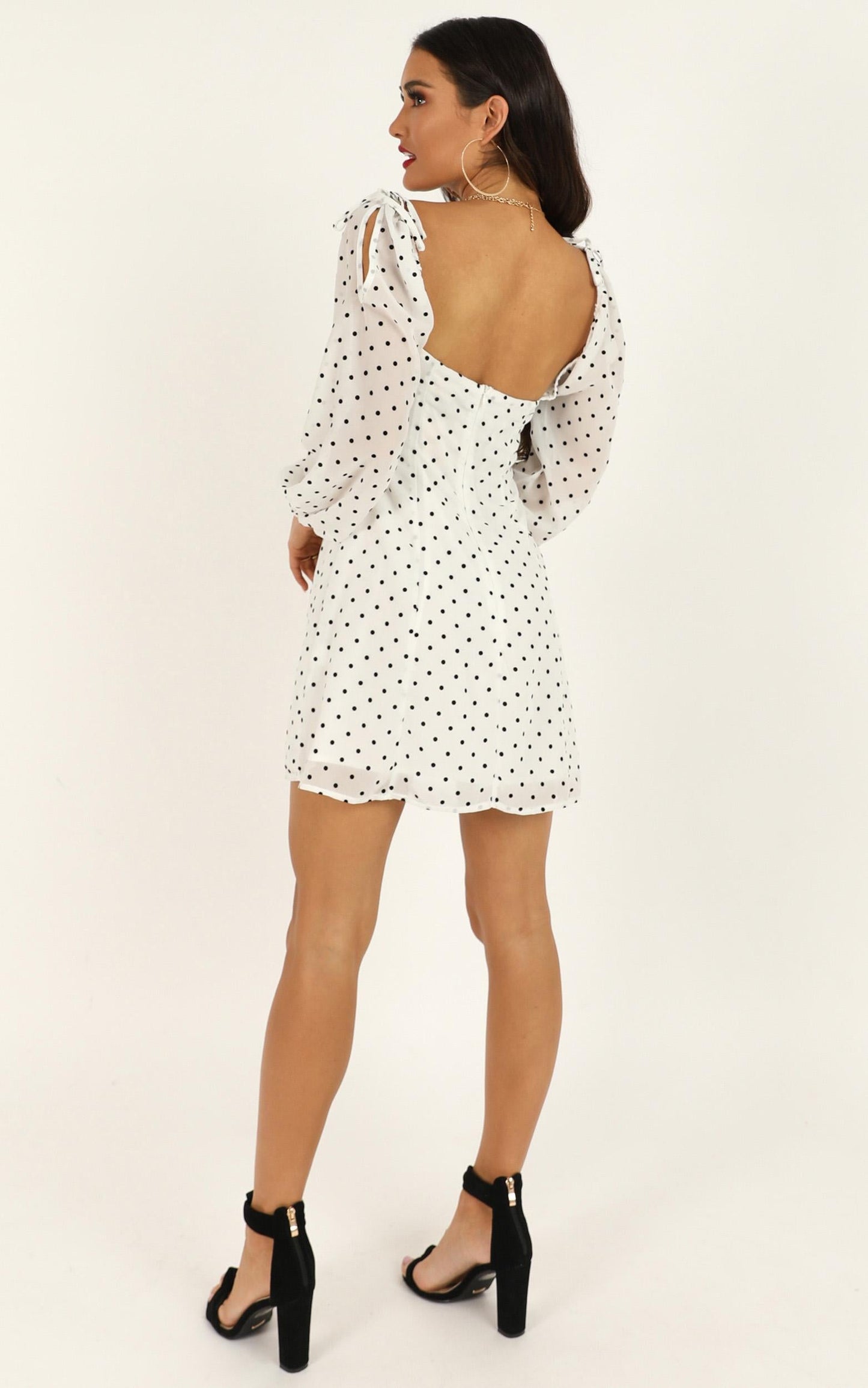 Sprinkles Dress in White Polka