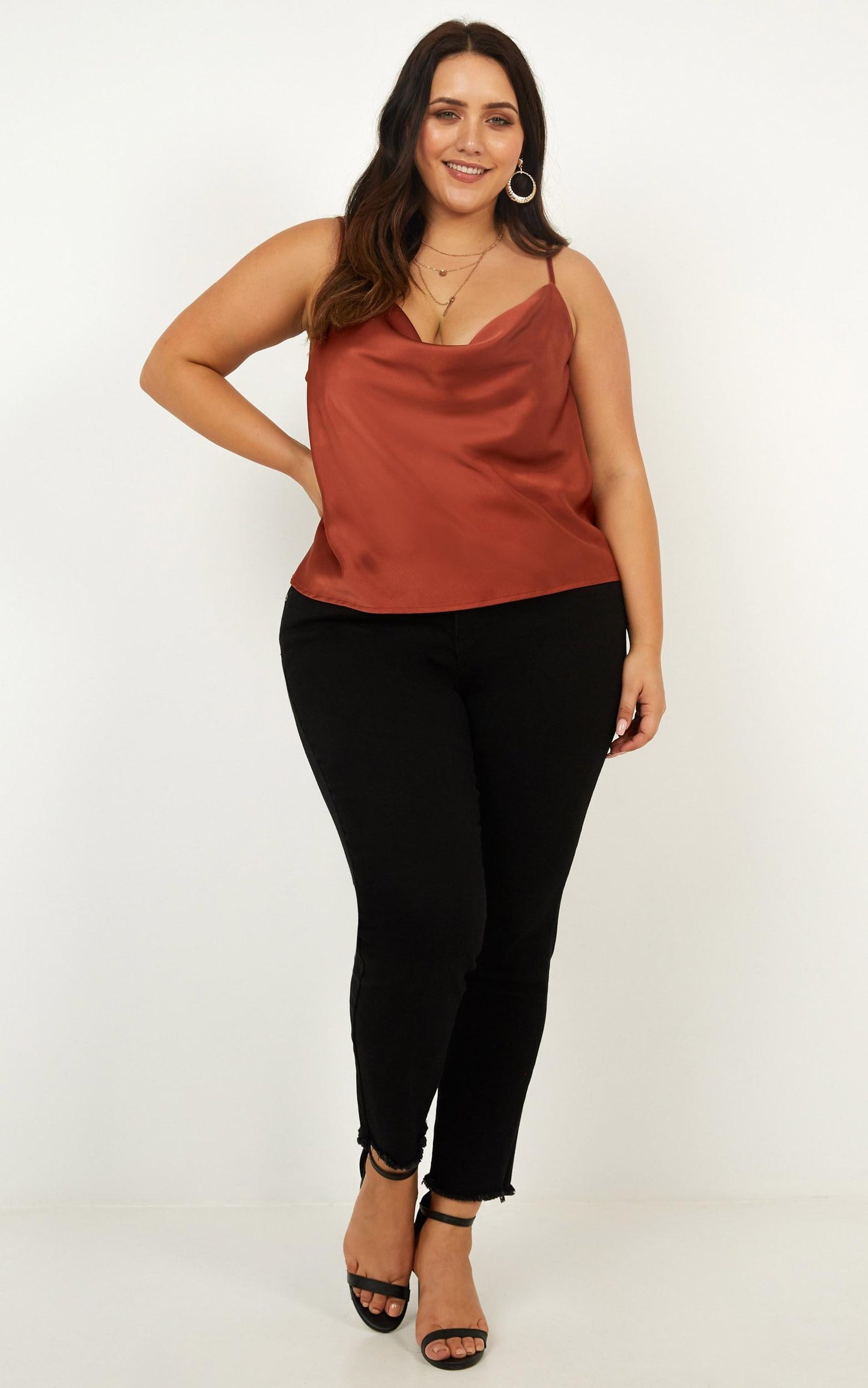 Straight Line Top in Rust Satin