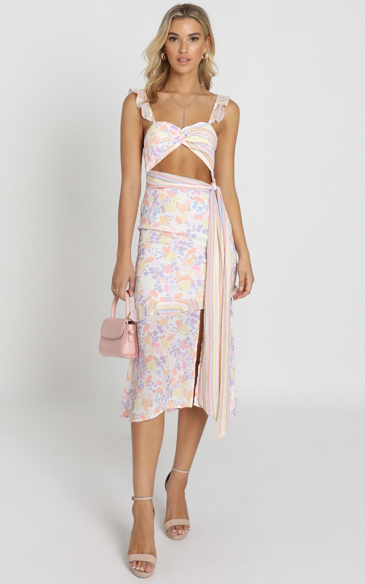 Take My Picture Dress in Multi Floral Stripe