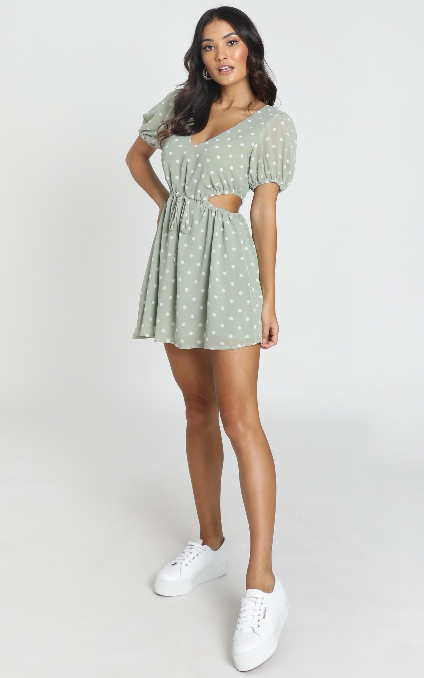 Guinevere Dress in Green Spot