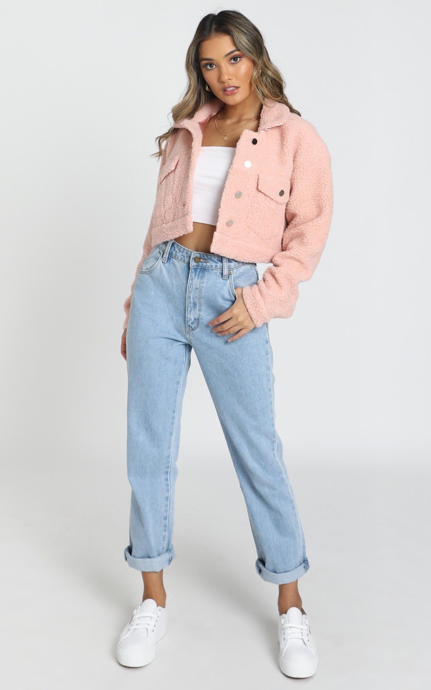 Team Spirit Teddy Jacket In Blush Teddy