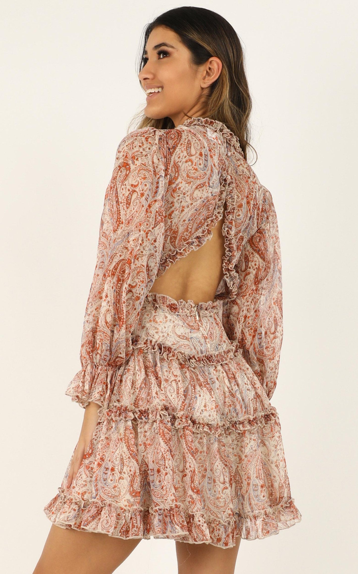 The Golden Age Dress In rust paisley