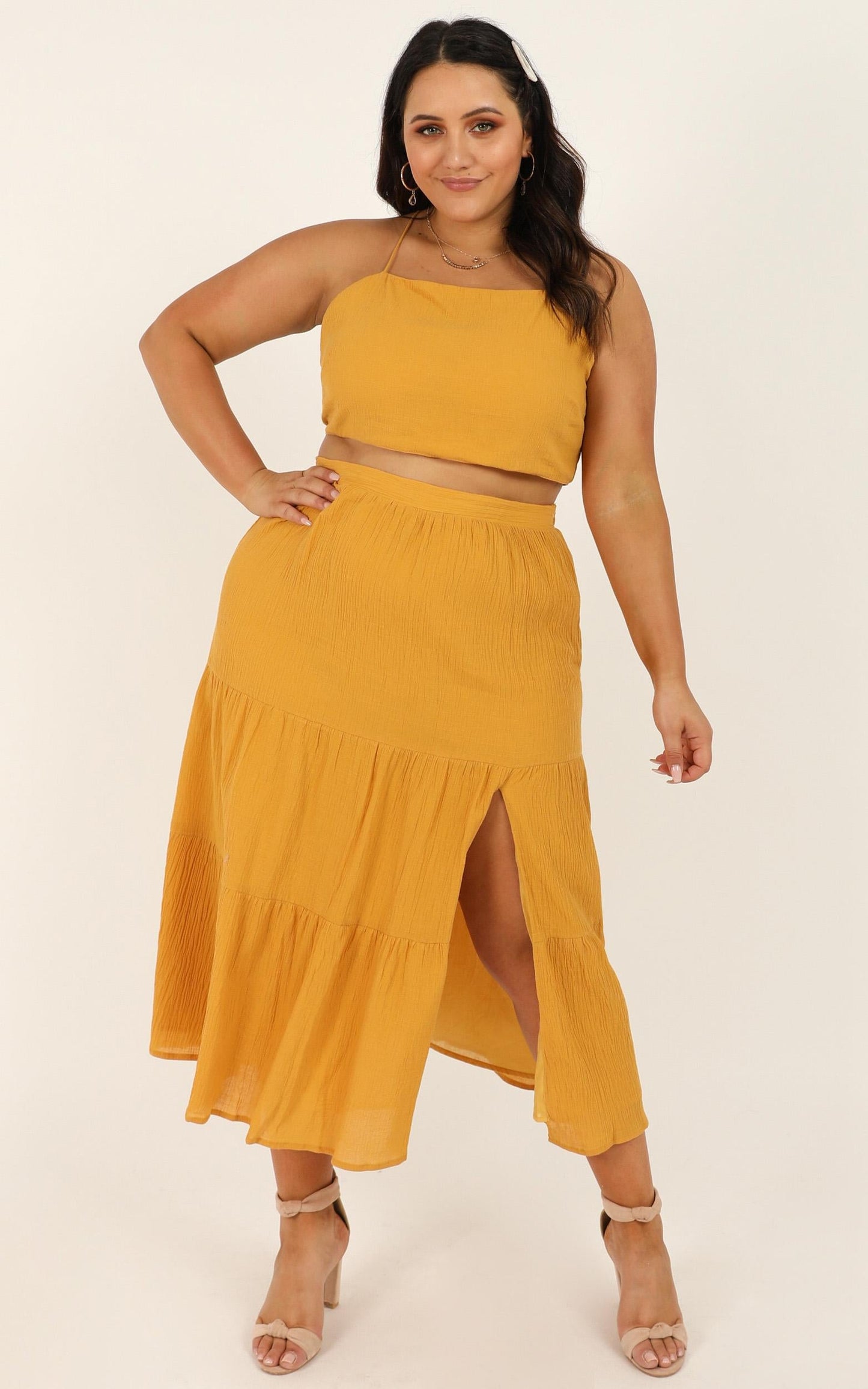 They Had It Coming Two Piece Set In Mustard