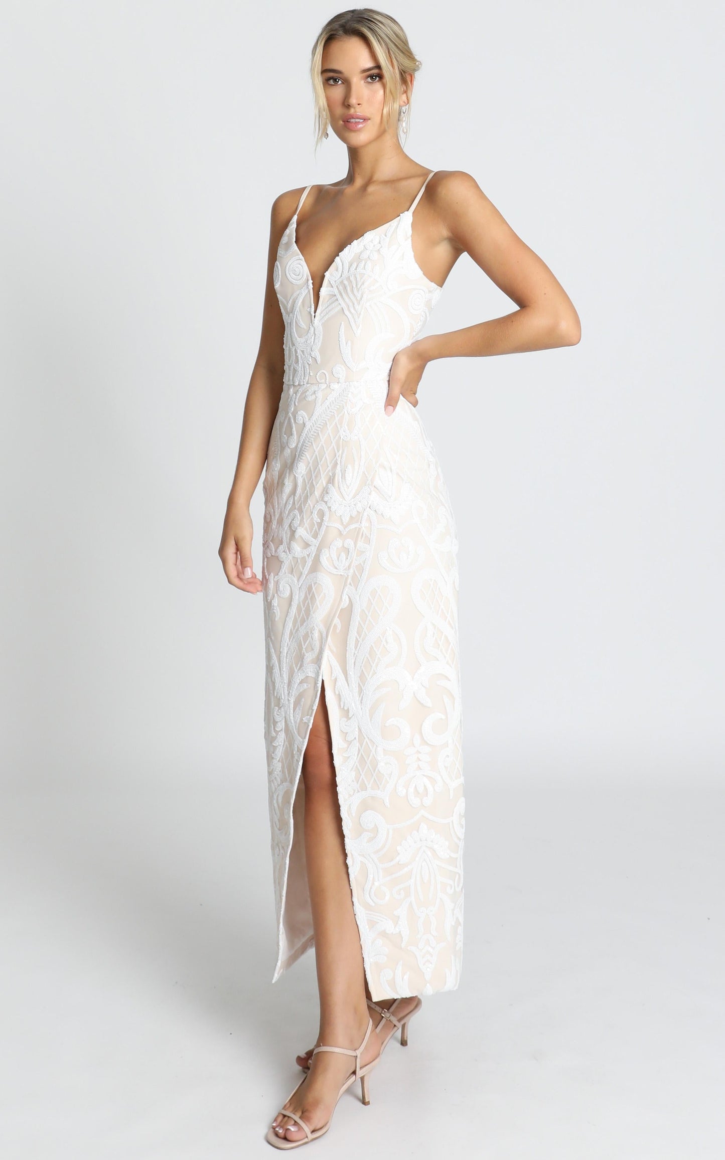 This Is Love Gown In White Sequin