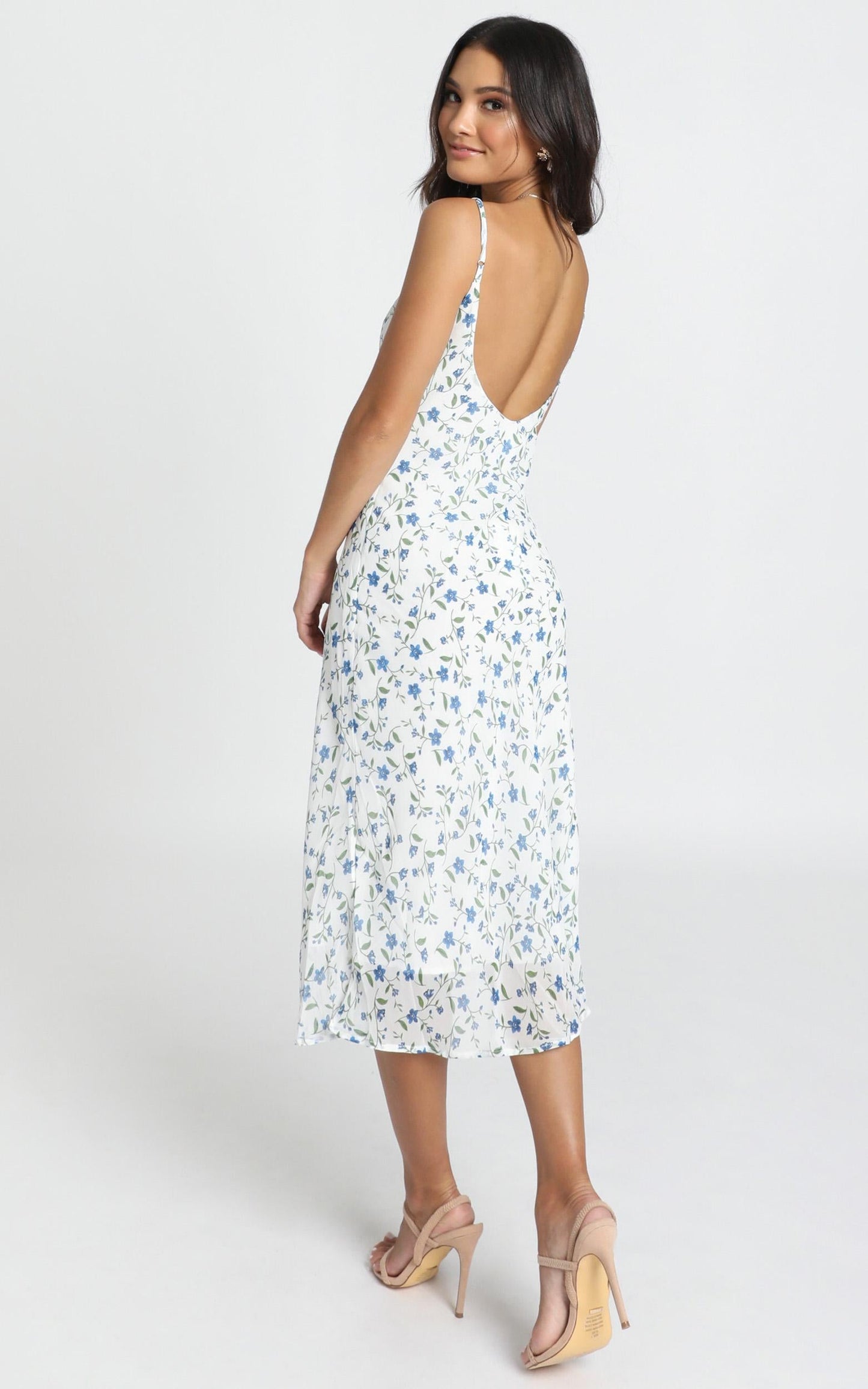 Toss the Dice Dress in White Ditsy Floral