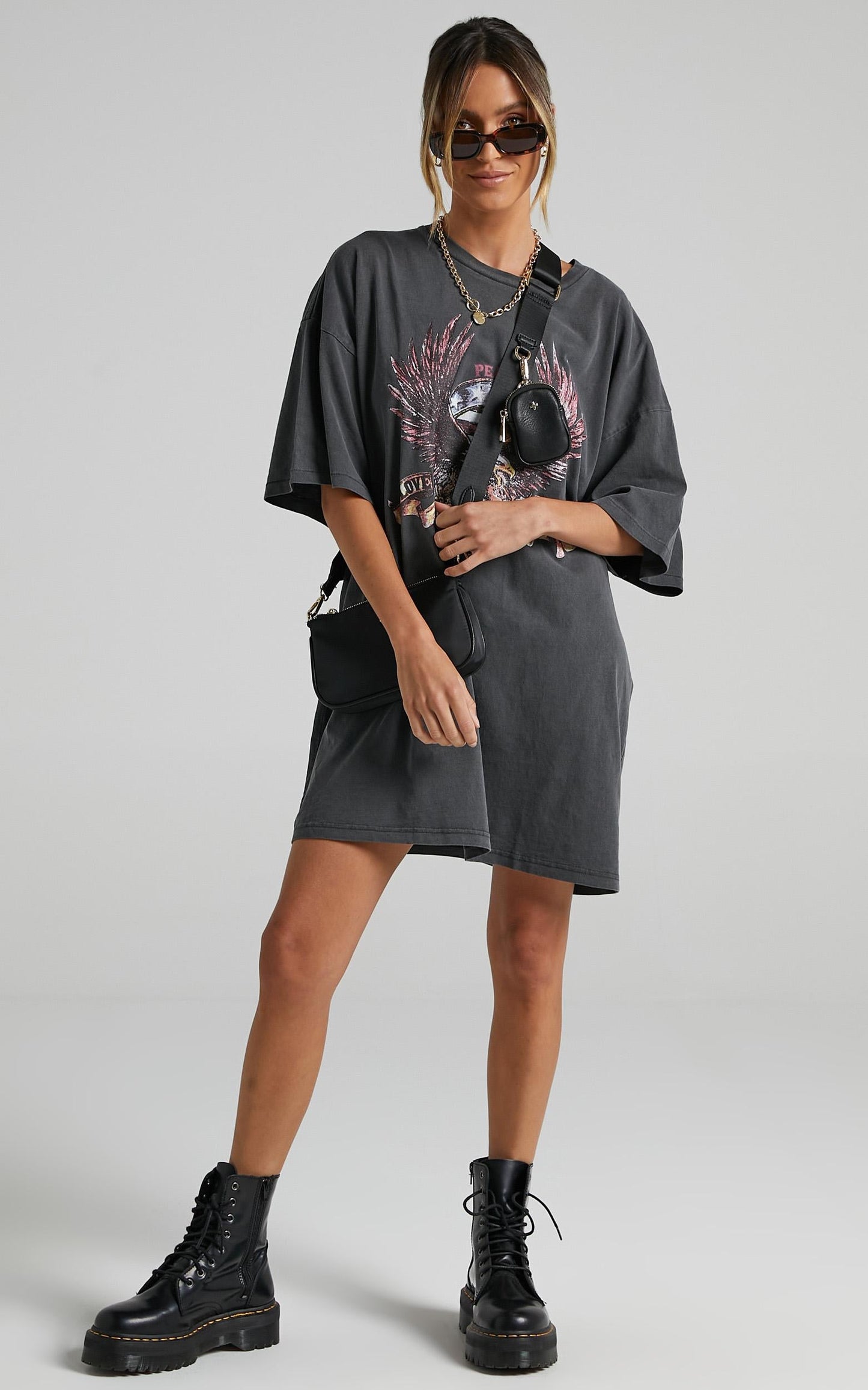 The People Vs - United Eagle Tee Dress in Vintage Black