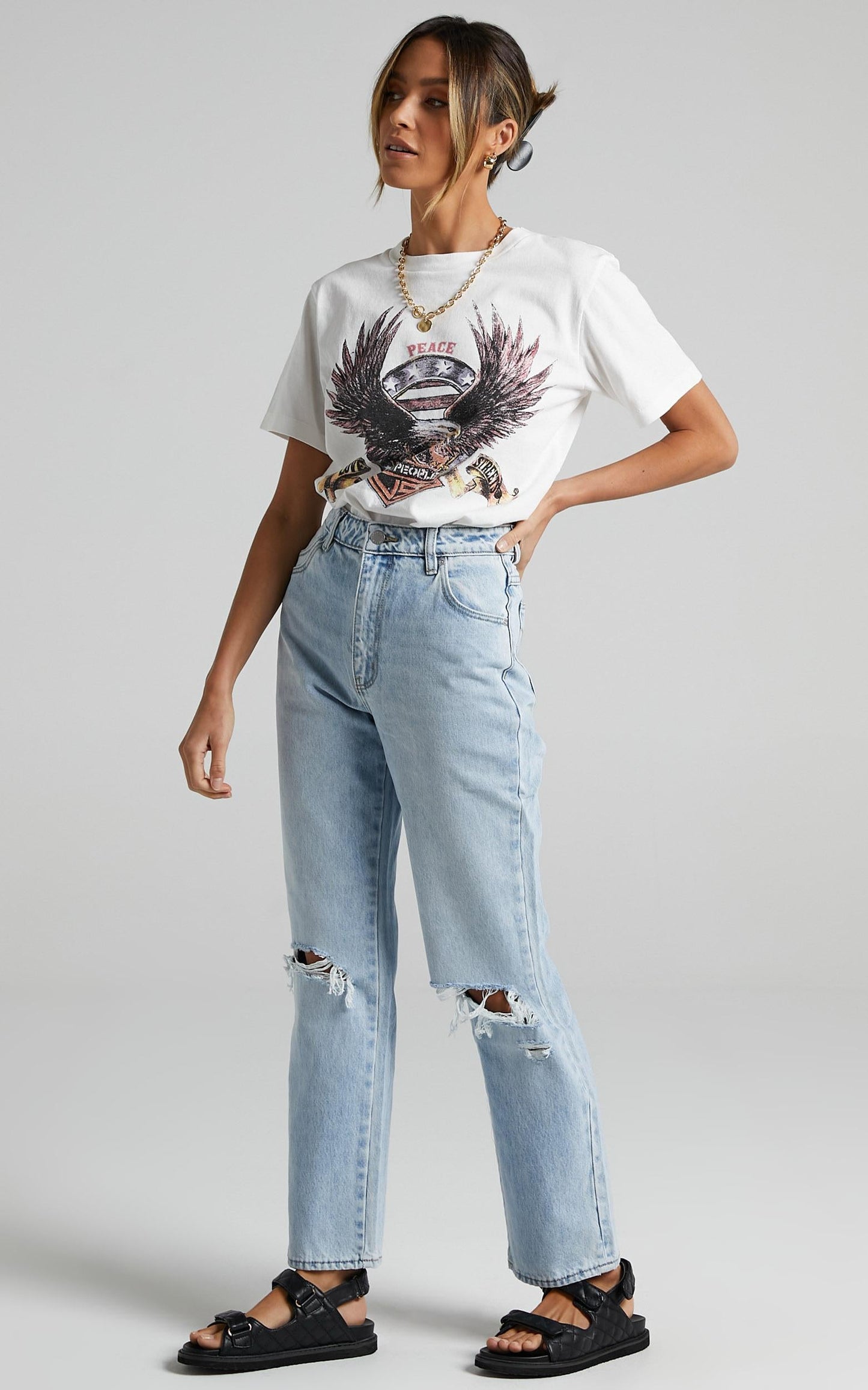 The People Vs - United Eagle Tee in Vintage White