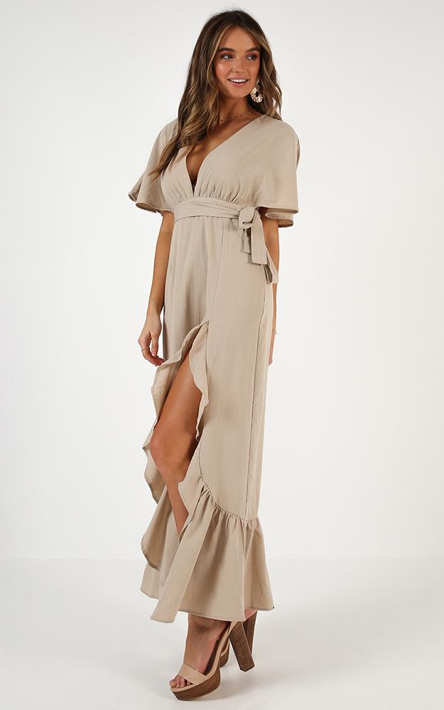 Valley Tales Dress In Beige Linen Look