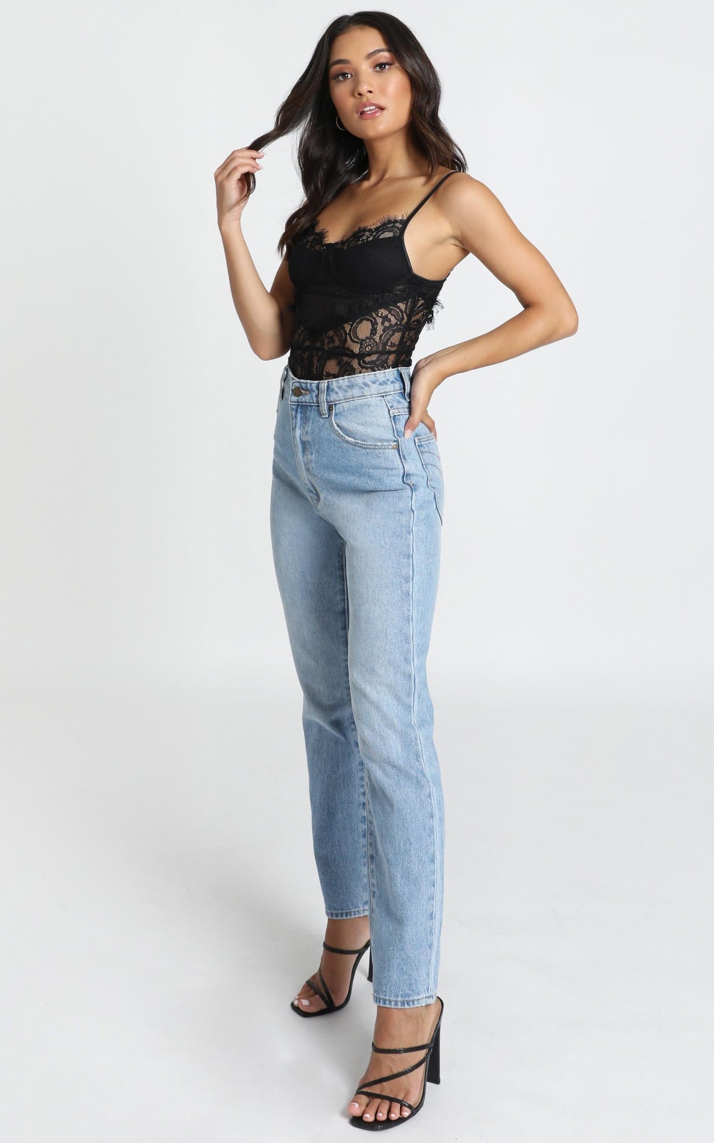 Voicemail Bodysuit In Black Lace