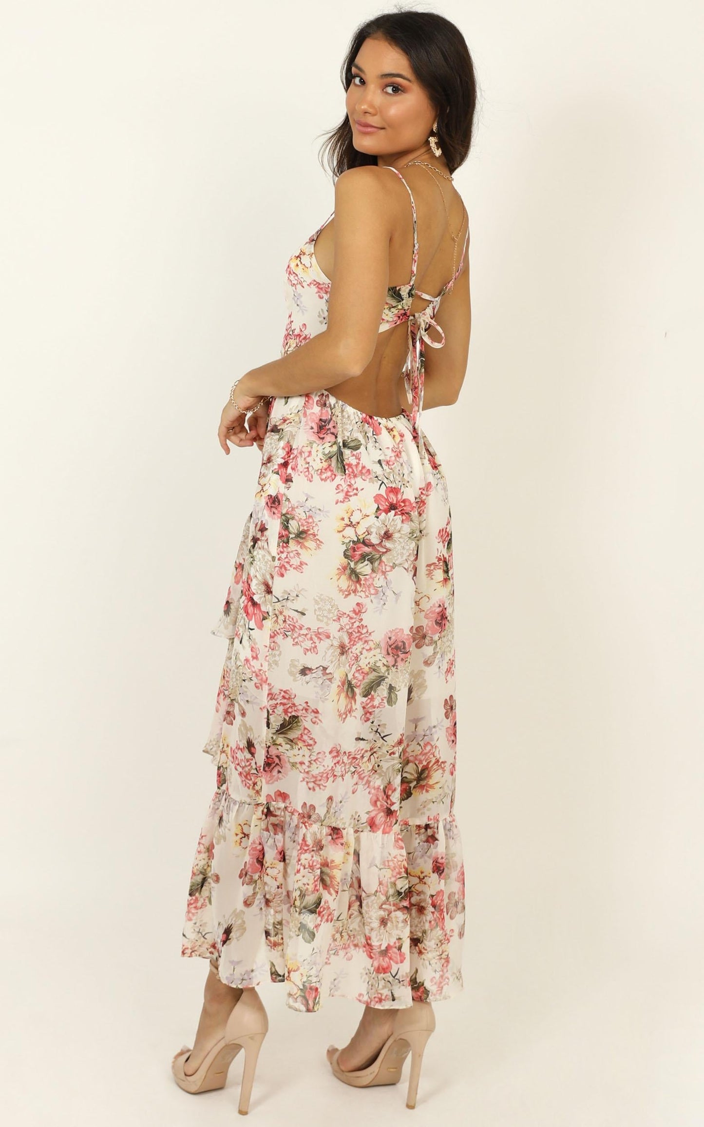 We Are Back Dress in White Floral
