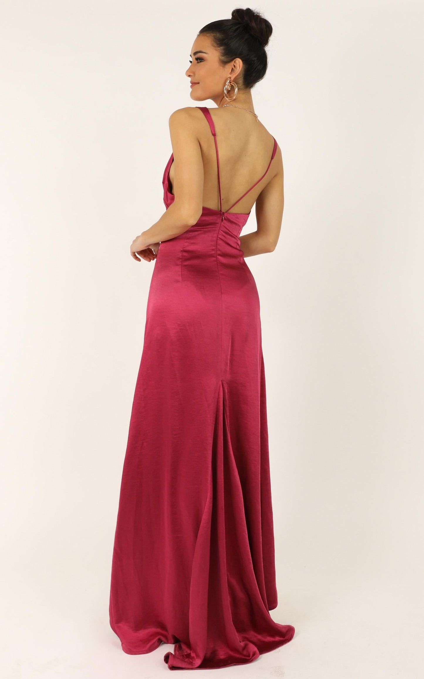 When The Lights Are Low Dress In Raspberry Satin