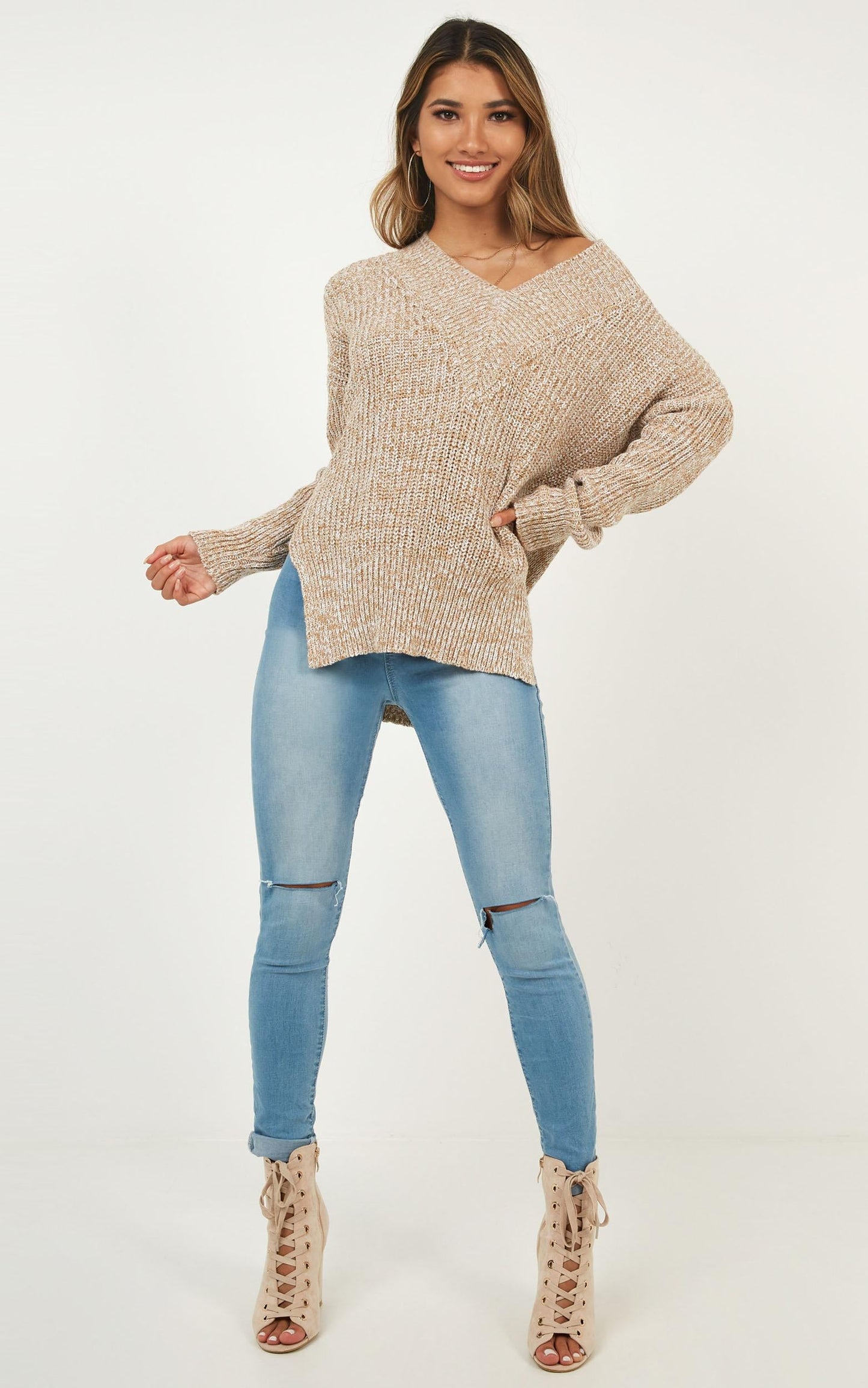 With Conviction Knit In Mocha Marle