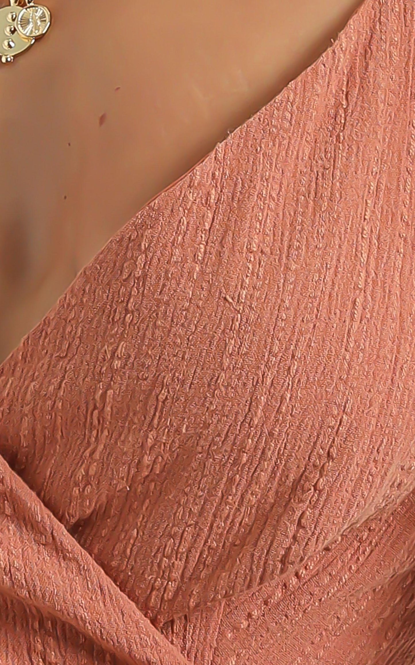 Whisper It Dress In Rust Linen Look