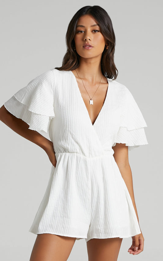 Run Away Girl Playsuit in White