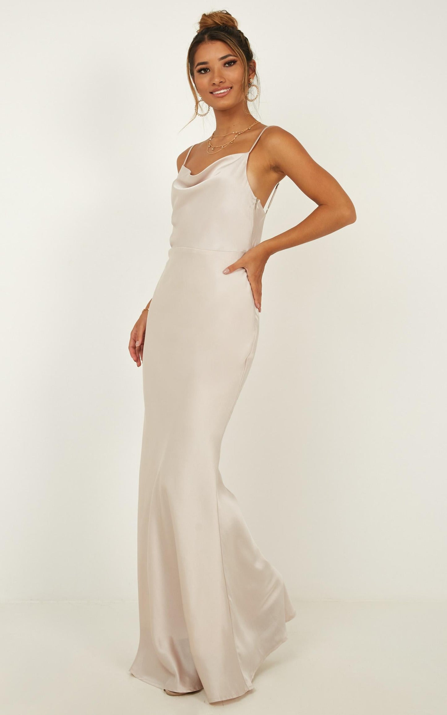 Run Deep Dress in champagne satin