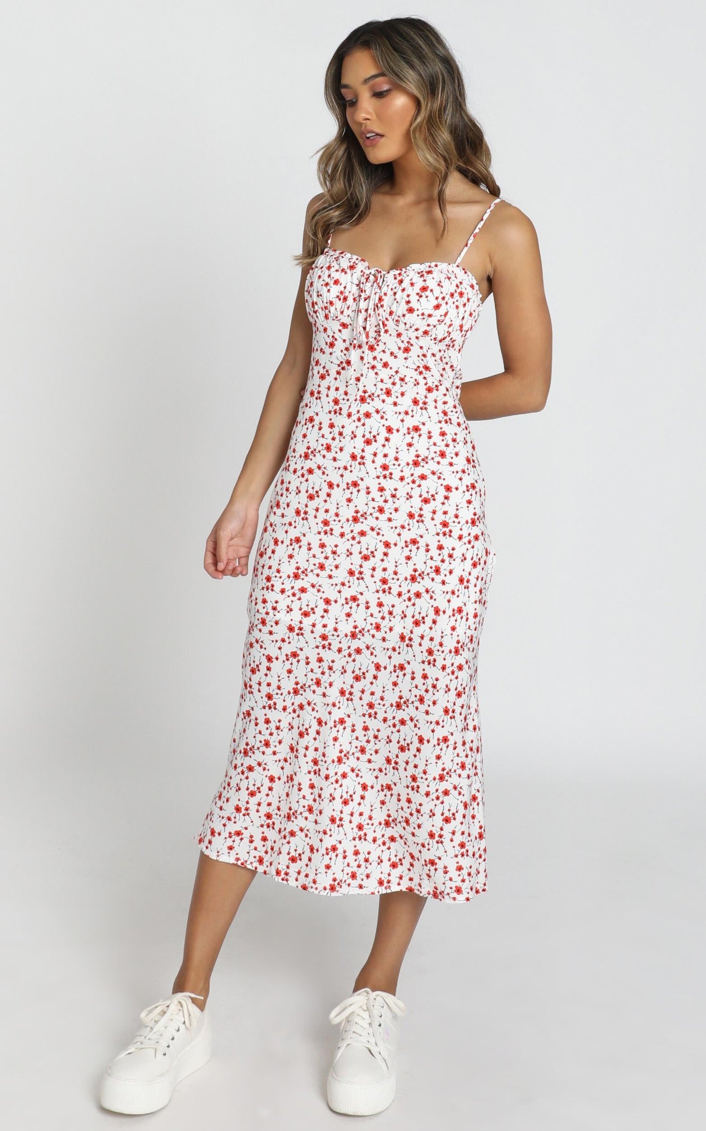 Rushing Back Dress in Red Floral