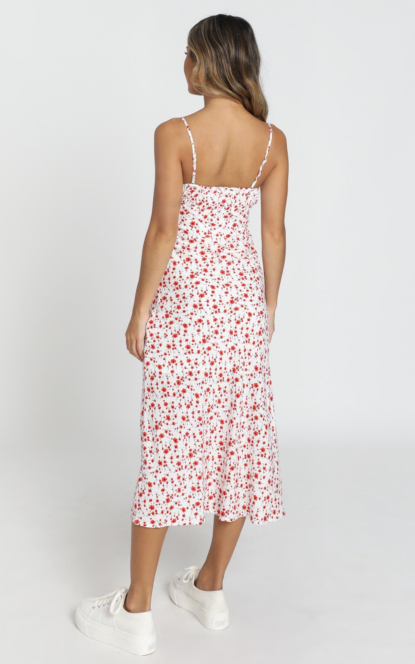 Rushing Back Dress in Red Floral