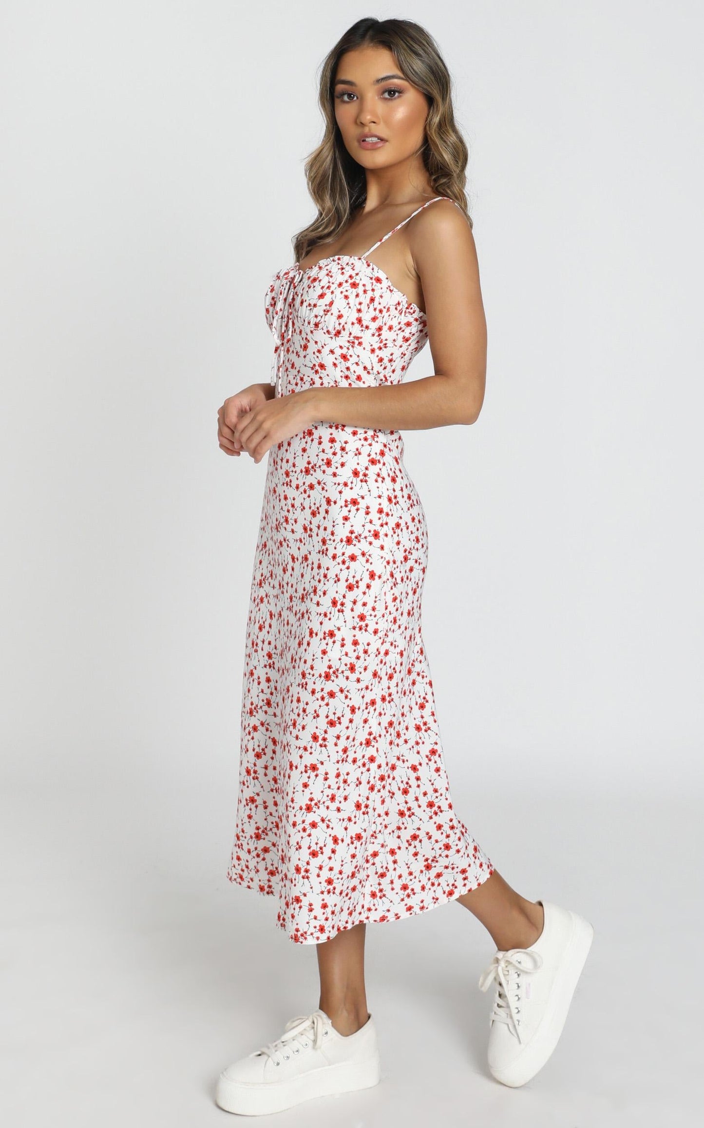 Rushing Back Dress in Red Floral