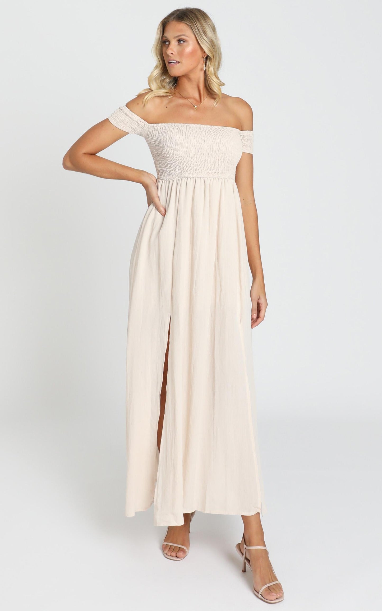 Game Changing Maxi Dress In Natural Linen Look