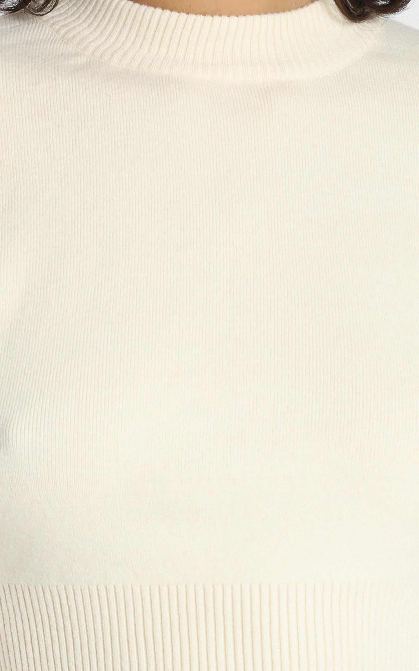 Model Off Duty Knit Top in Beige