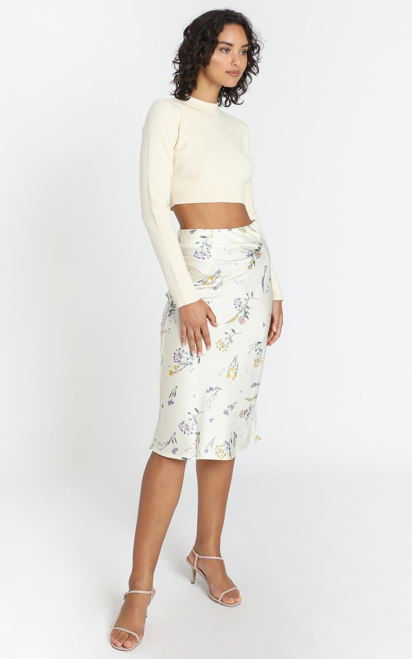 Model Off Duty Knit Top in Beige