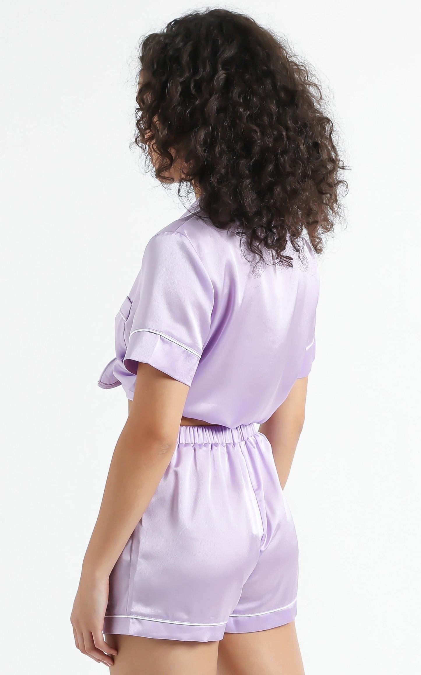 Sleep All Day Shorts in Lilac Satin