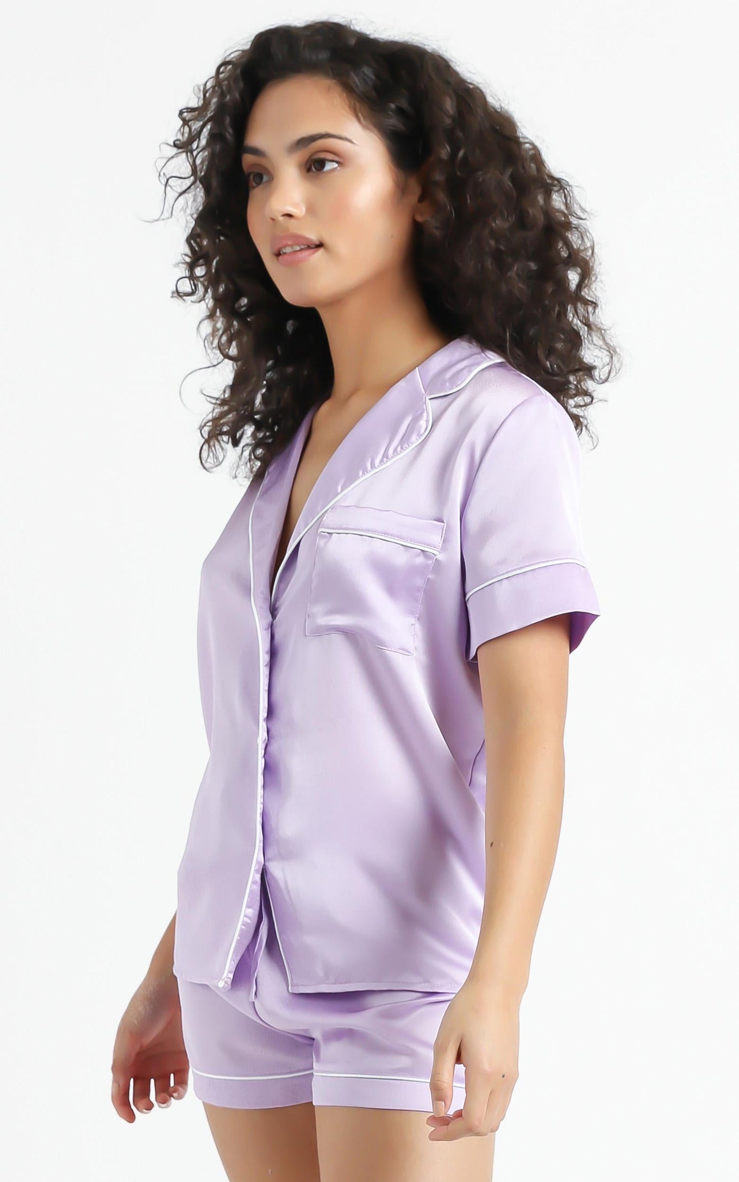 Sleep All Day Top in Lilac Satin
