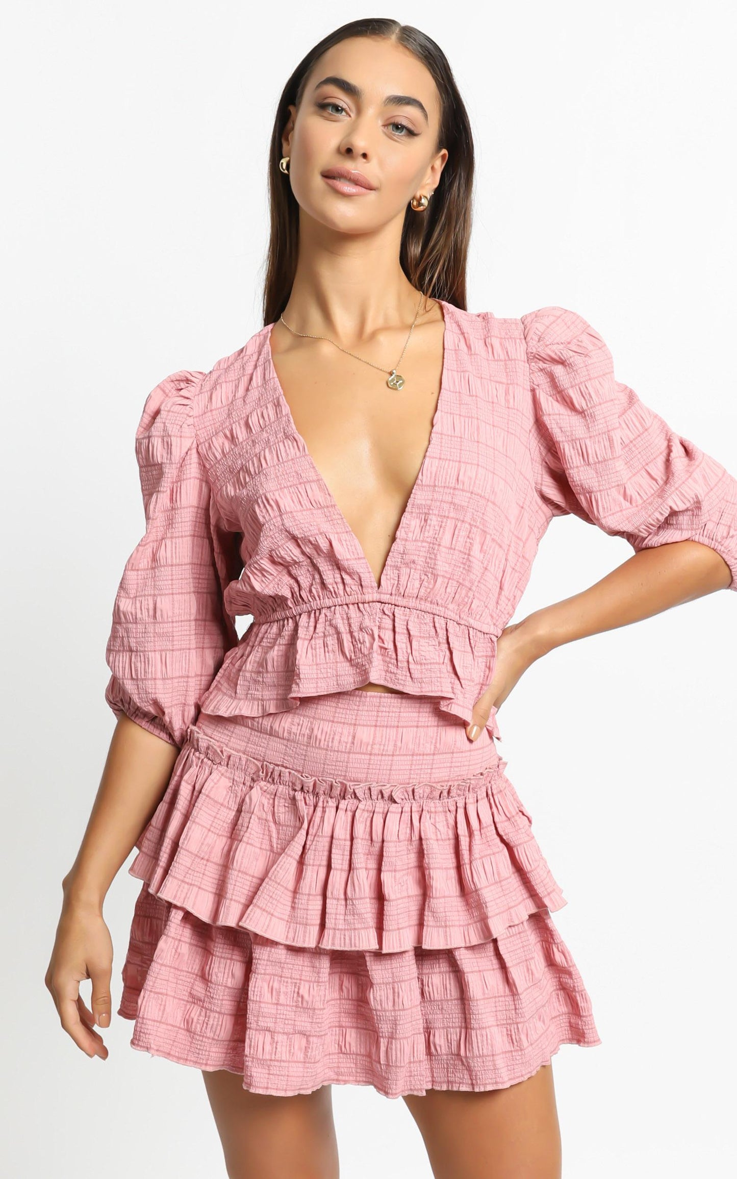 Sandee Top in Rose Check