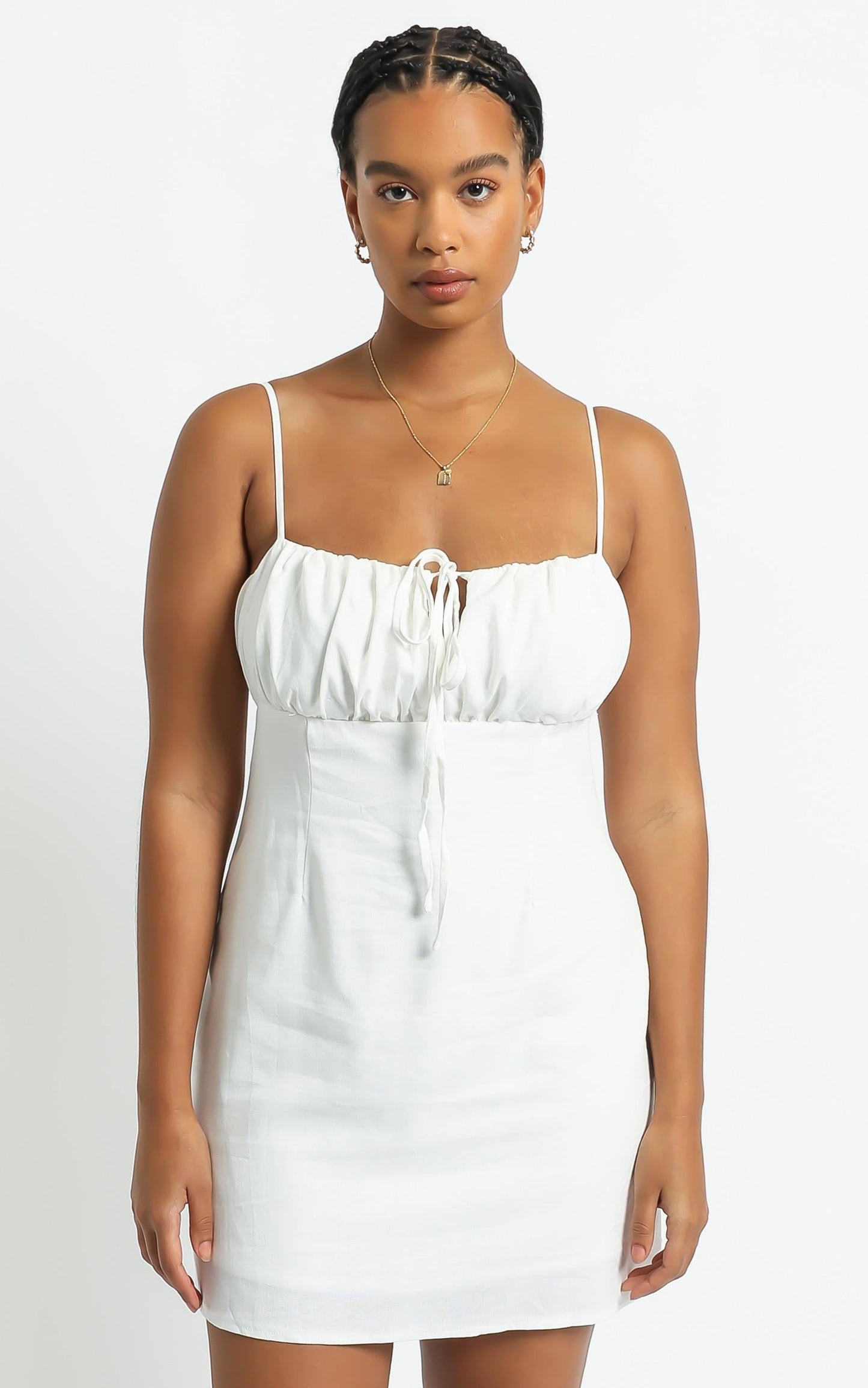 Break Free With Me Linen Blend Dress in White Linen Look