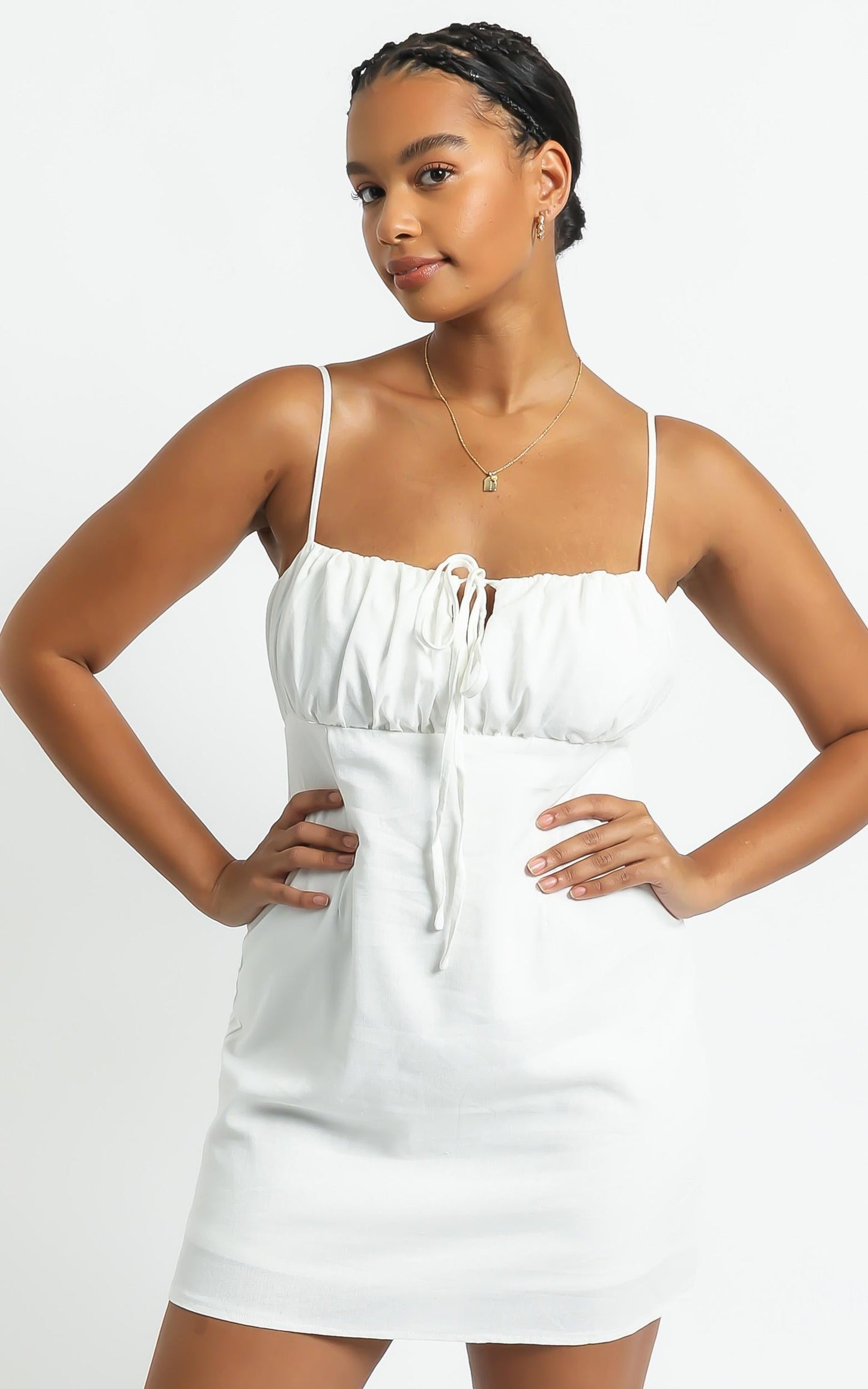 Break Free With Me Linen Blend Dress in White Linen Look