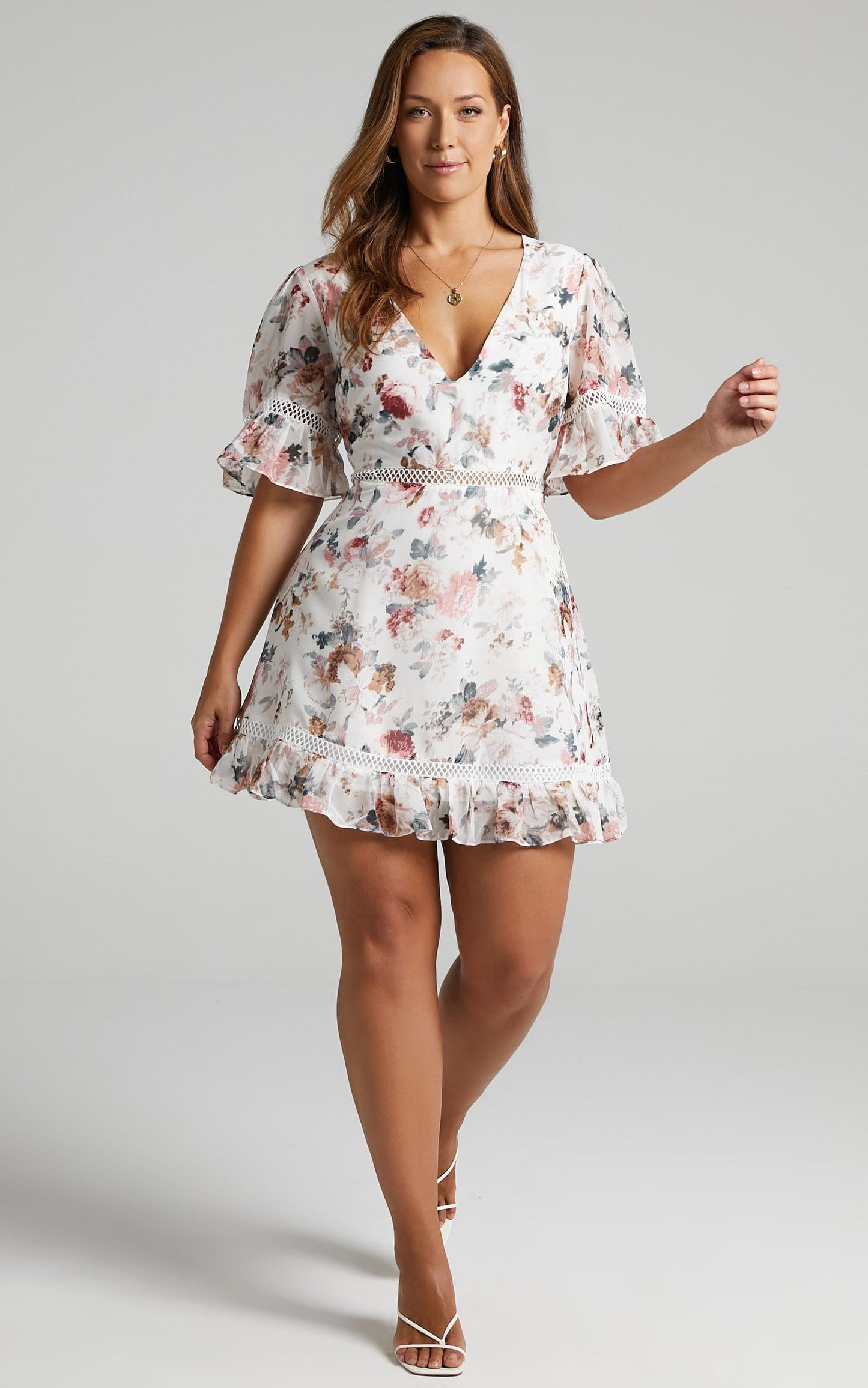 My Darkest Night Dress in White Floral