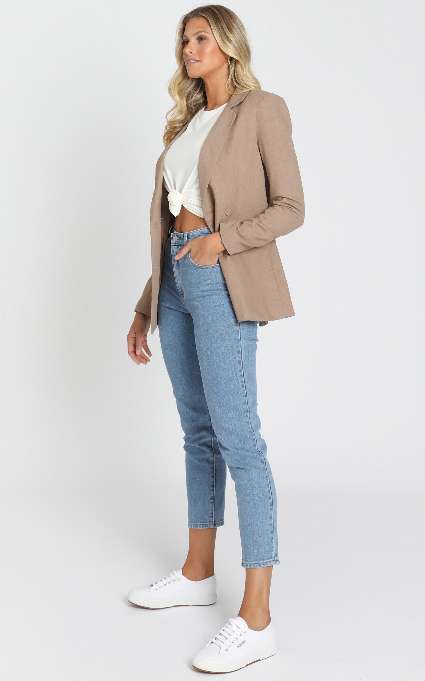Changing My Mind Blazer in Mocha Linen Look