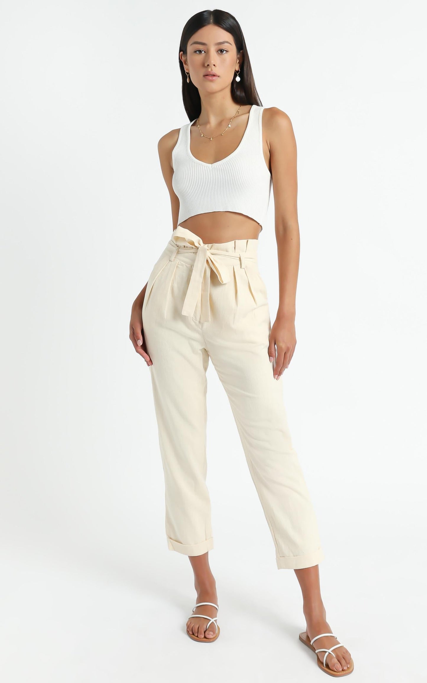Not Your Business Pants in Beige Linen Look