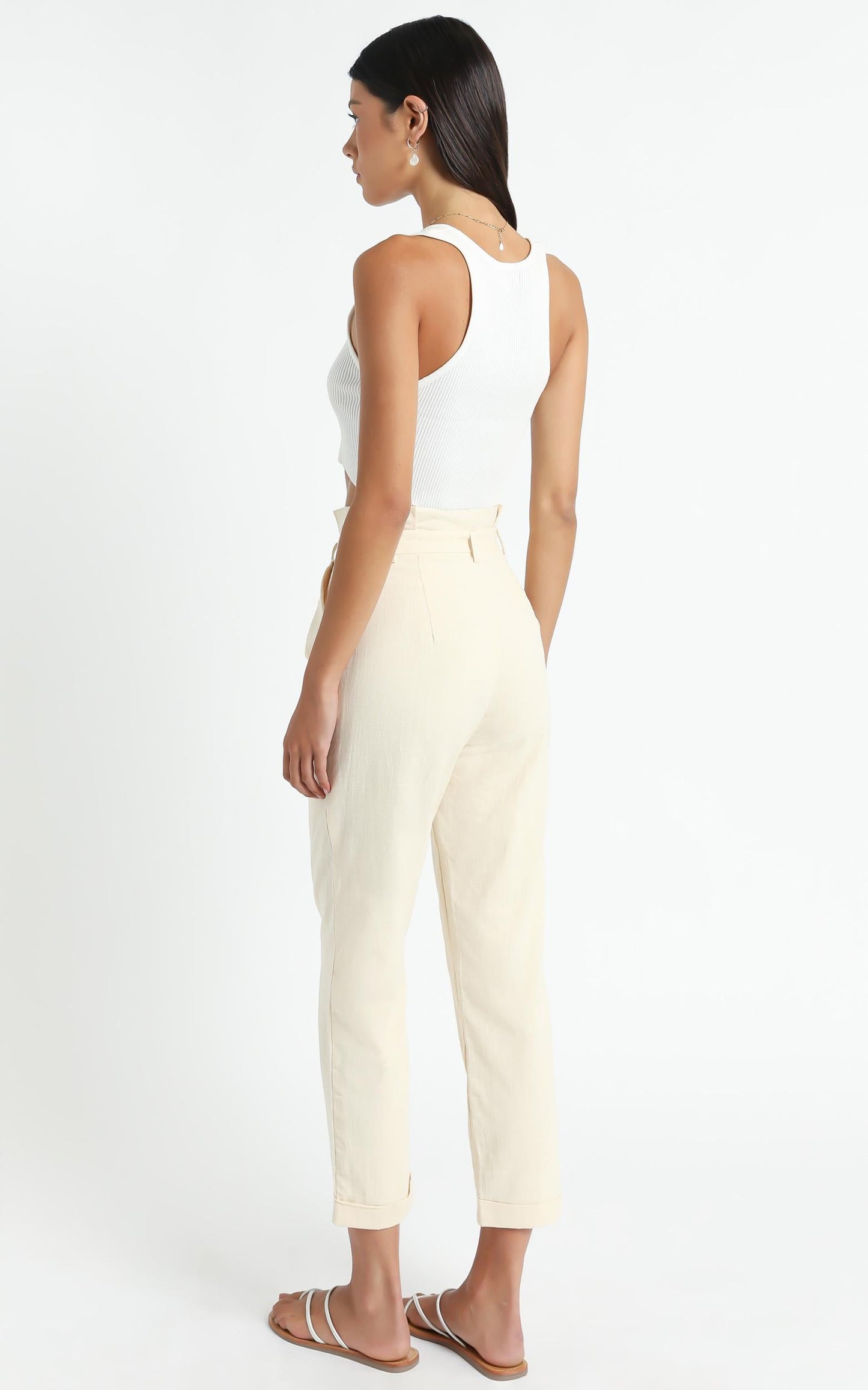 Not Your Business Pants in Beige Linen Look