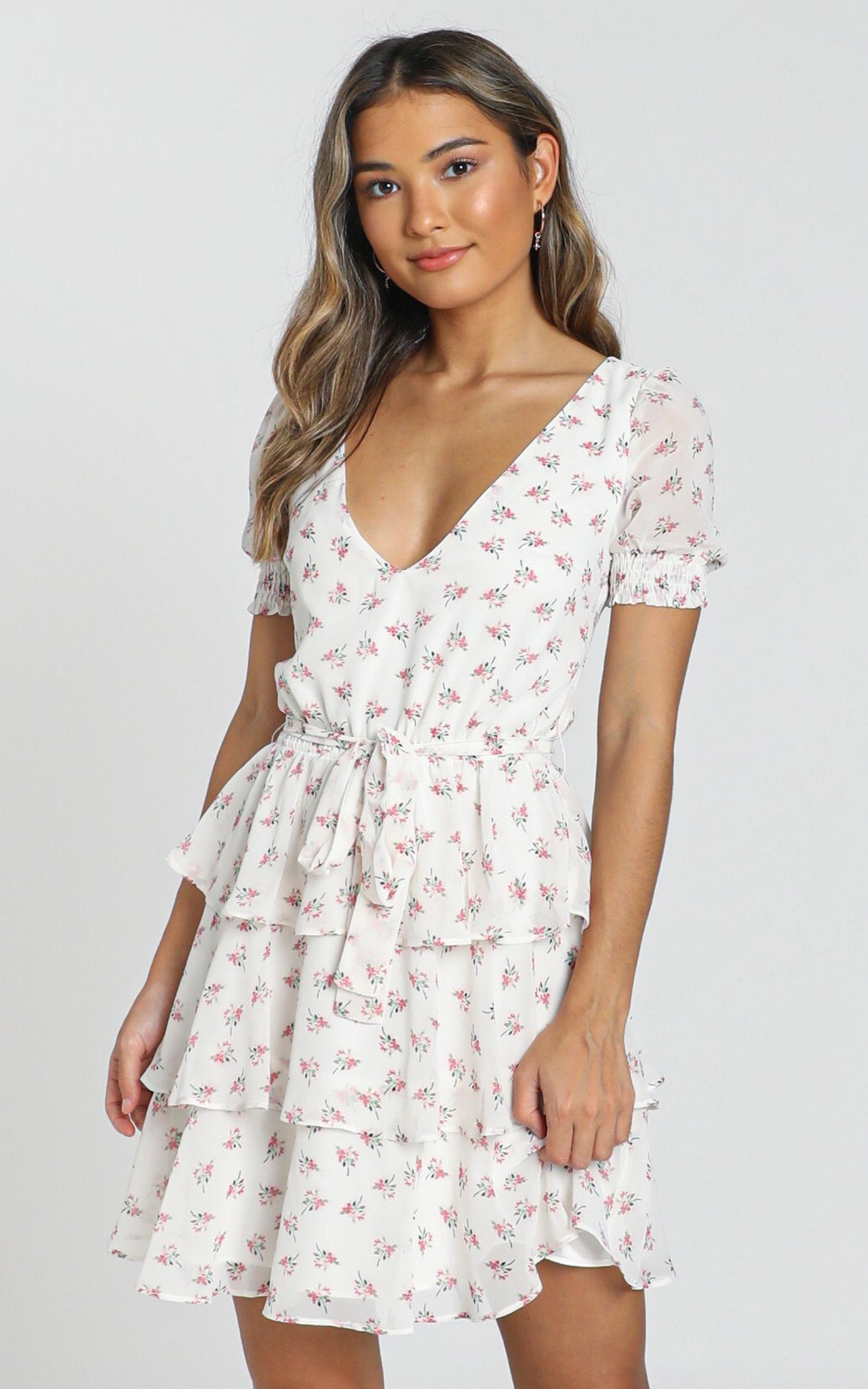 Keeping It The Same Dress In White Floral