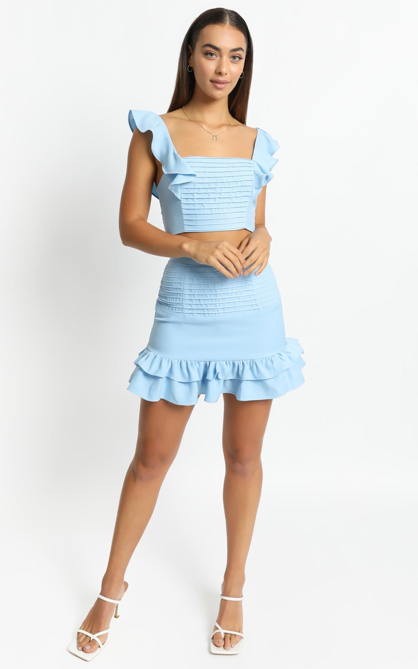 Make Me Stay Two Piece Set in Powder Blue