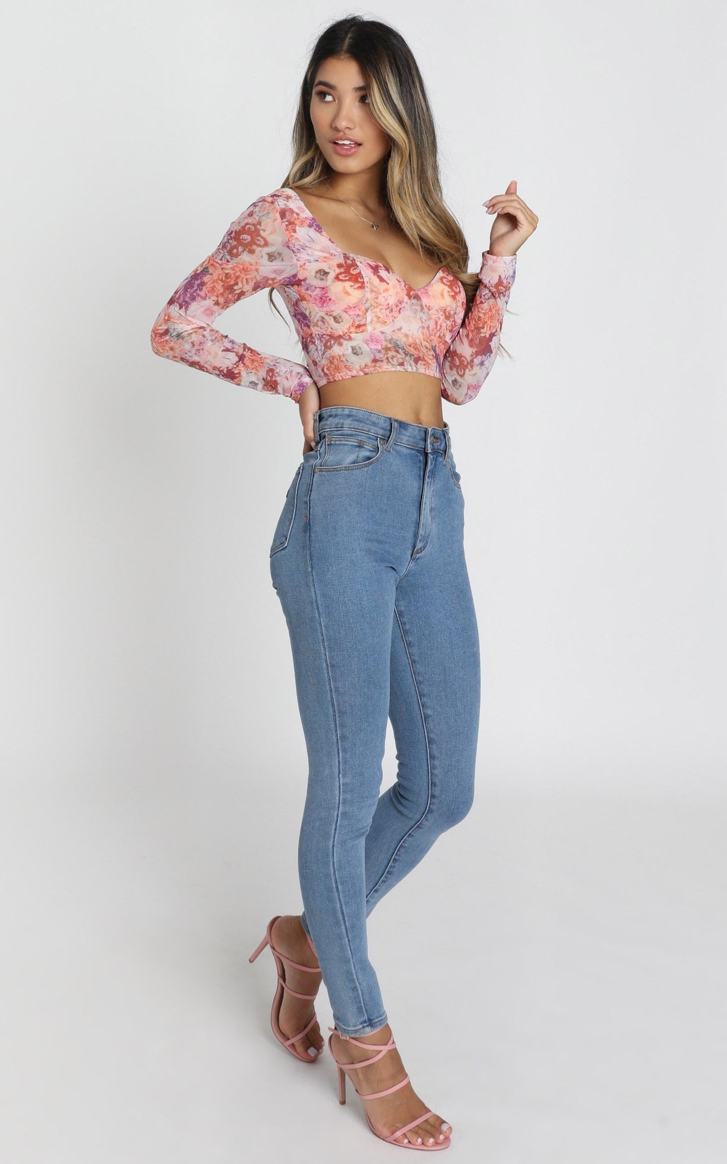 Eyes On You Top in Atomic Tangerine Floral