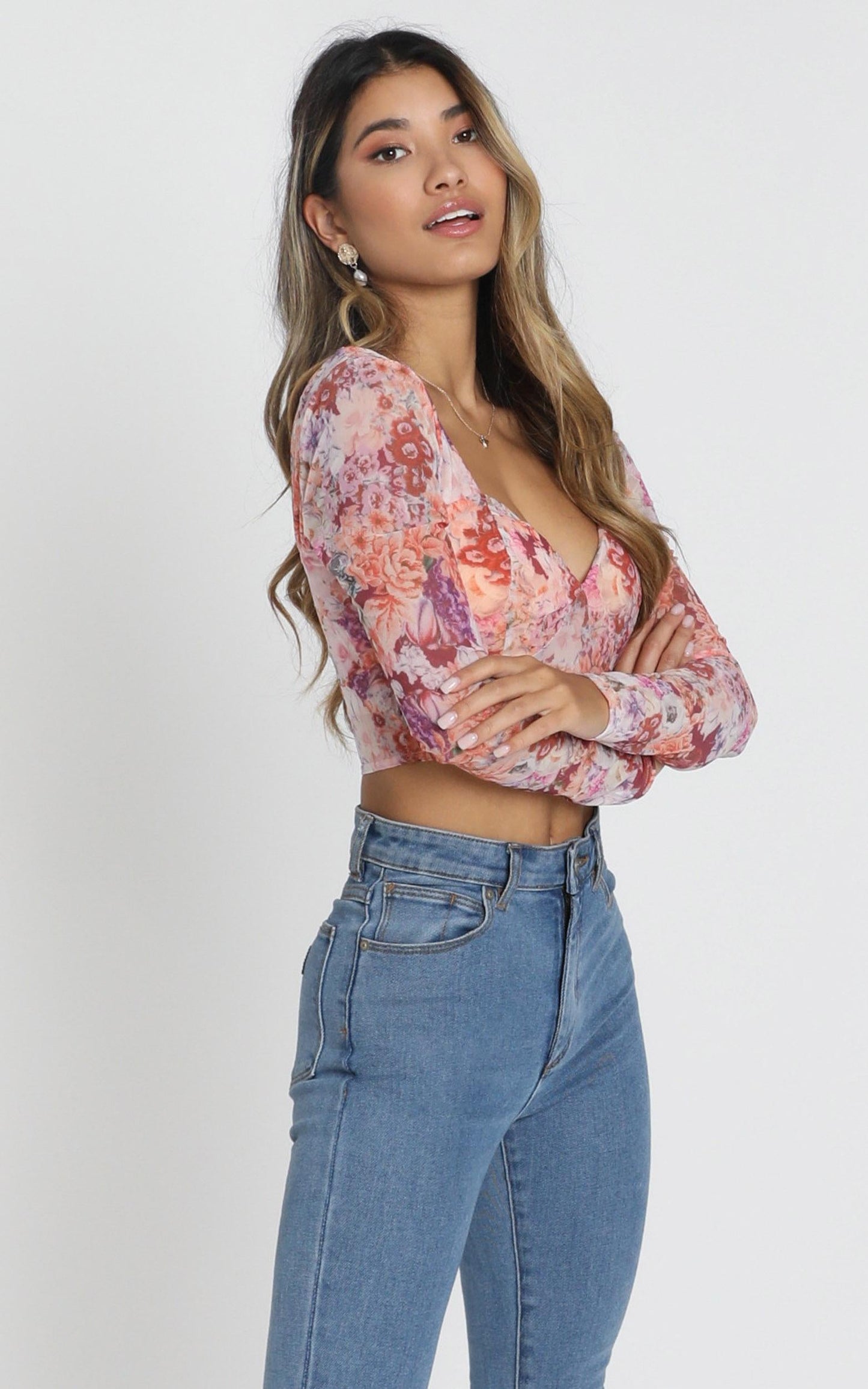 Eyes On You Top in Atomic Tangerine Floral