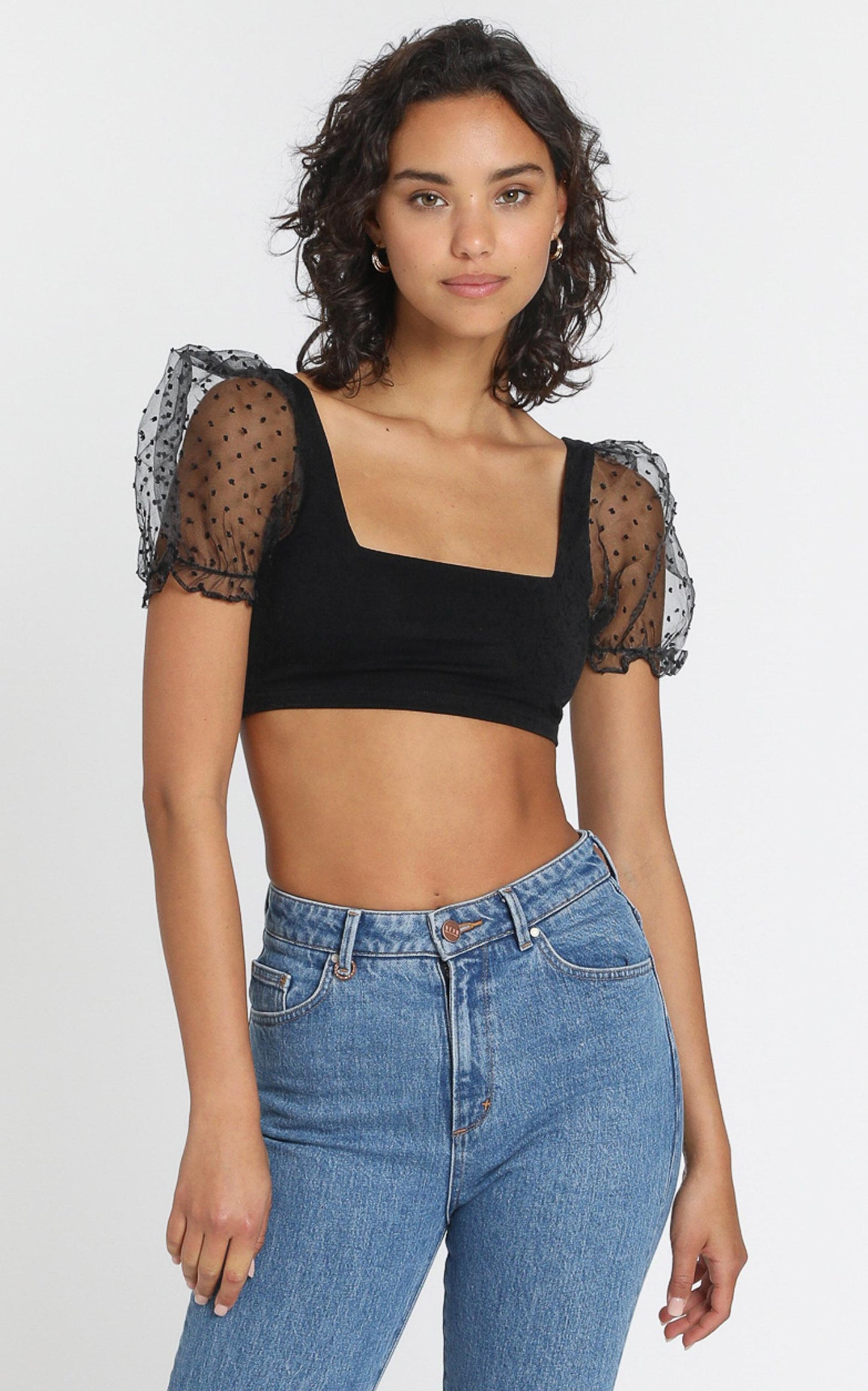 Light Hearted Crop Top In black