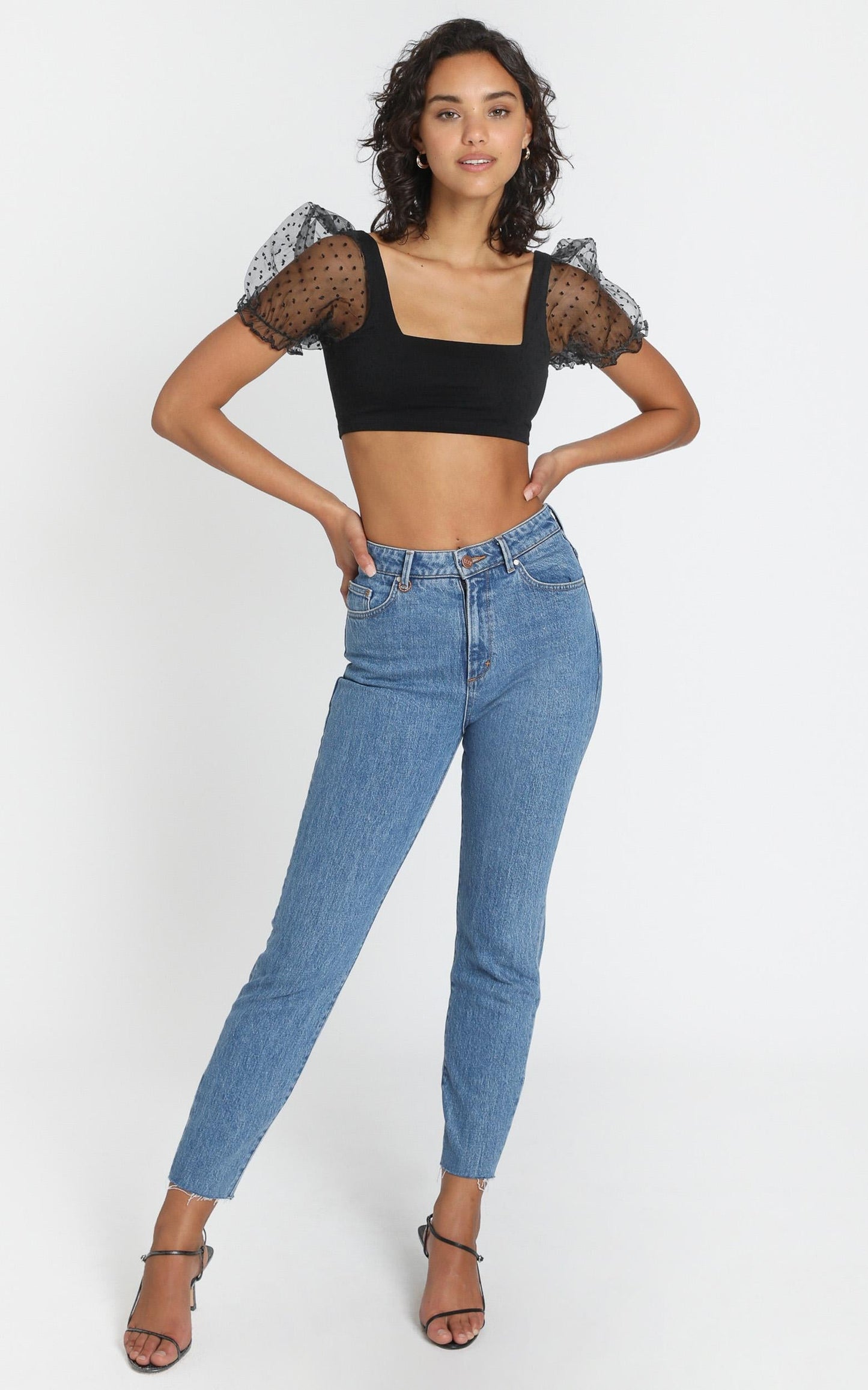 Light Hearted Crop Top In black