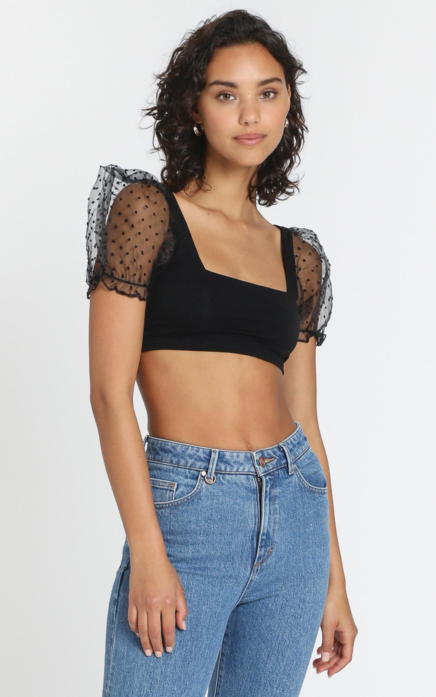 Light Hearted Crop Top In black