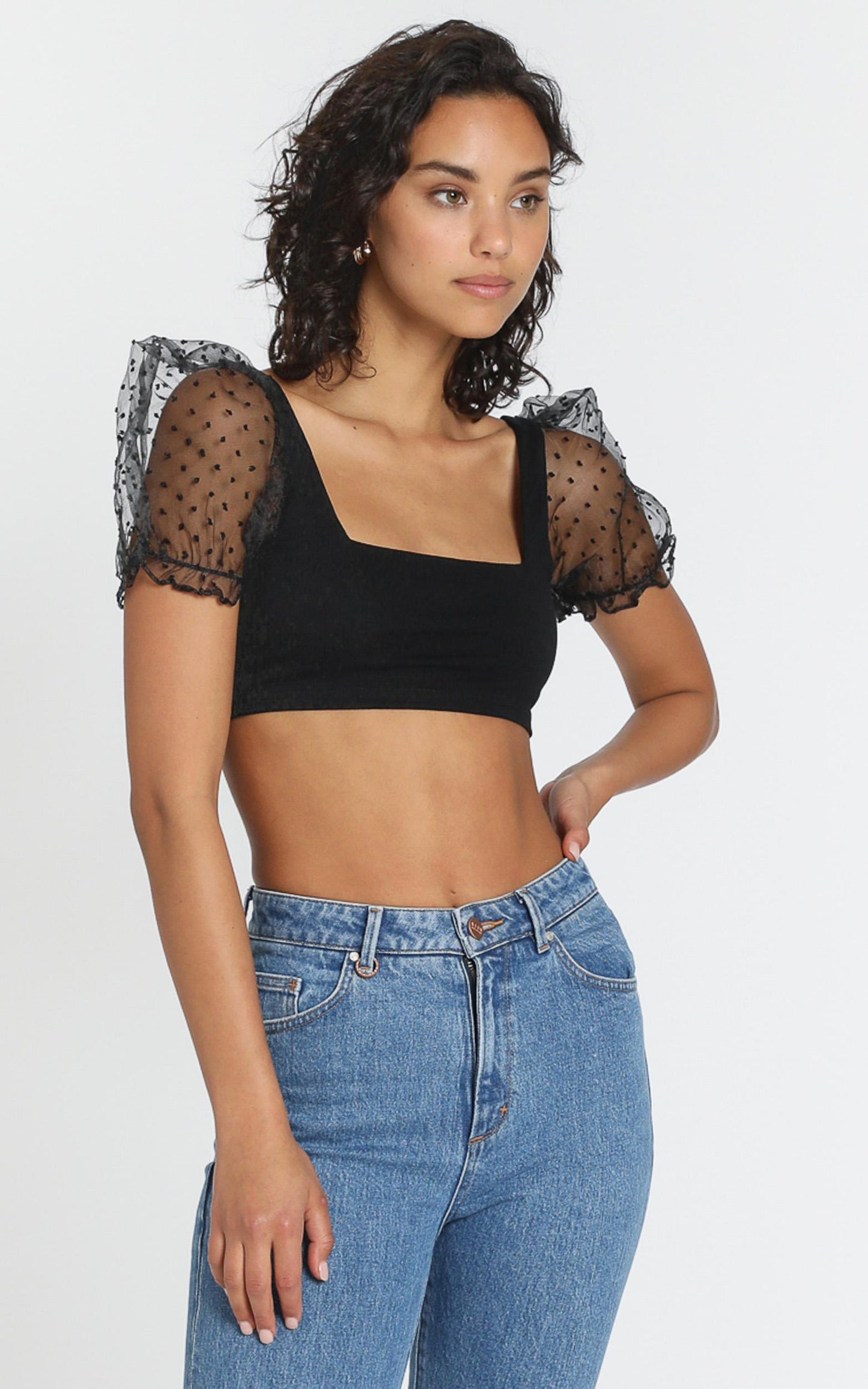 Light Hearted Crop Top In black